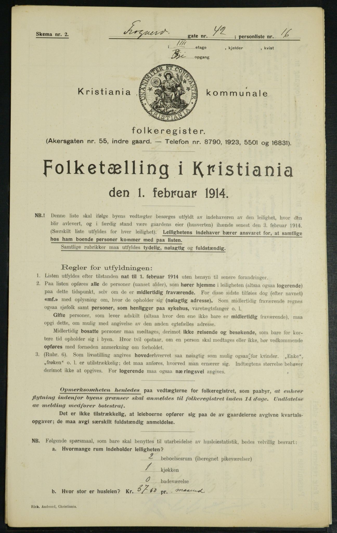 OBA, Municipal Census 1914 for Kristiania, 1914, p. 27868