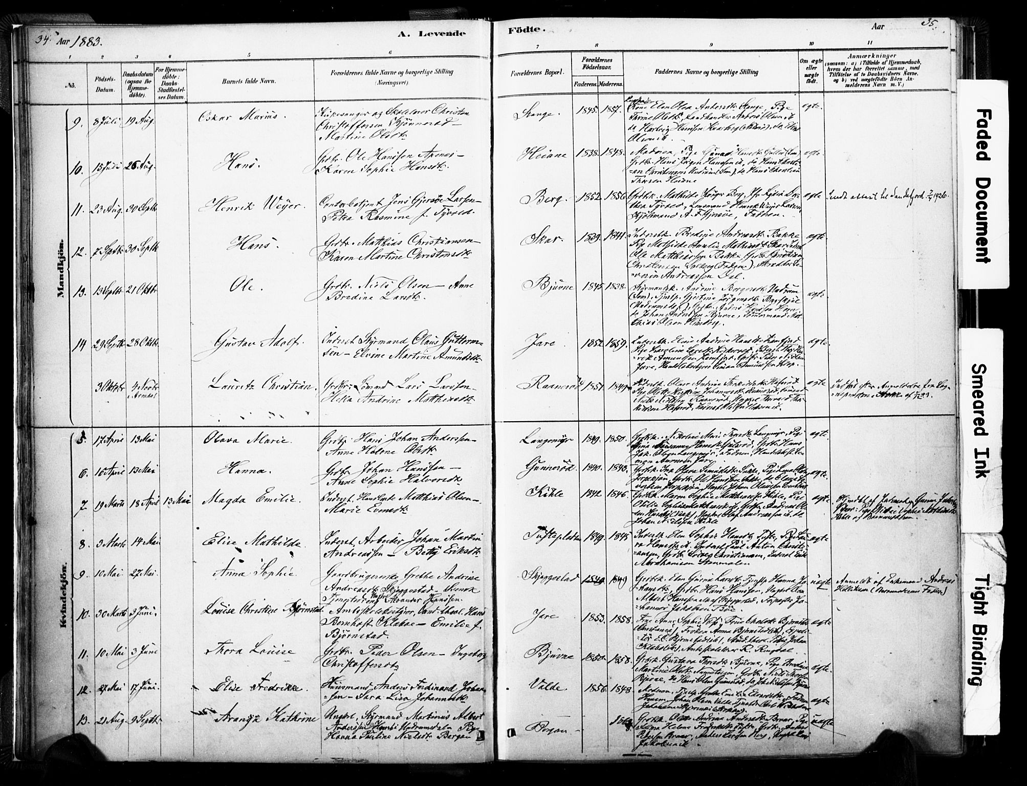 Ramnes kirkebøker, AV/SAKO-A-314/F/Fa/L0007: Parish register (official) no. I 7, 1878-1895, p. 34-35