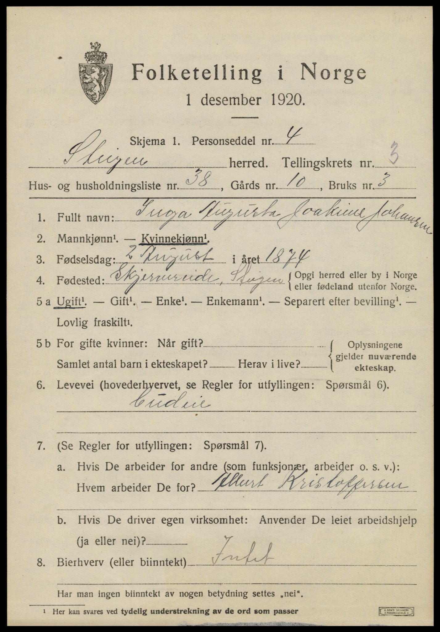 SAT, 1920 census for Vågan, 1920, p. 3041