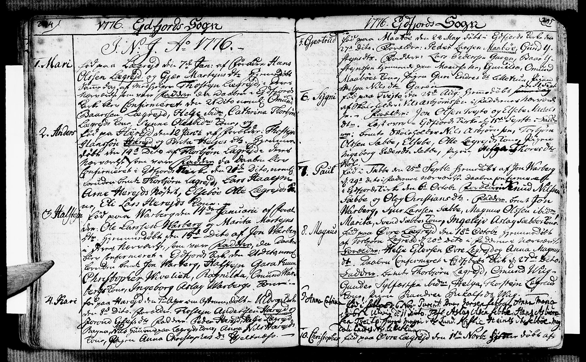 Ulvik sokneprestembete, AV/SAB-A-78801/H/Haa: Parish register (official) no. A 7, 1761-1792, p. 244-245