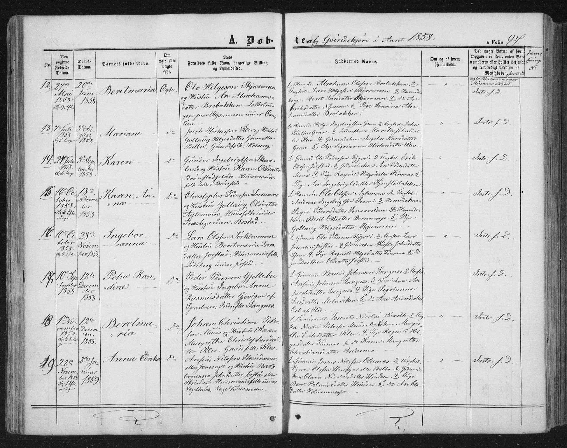 Ministerialprotokoller, klokkerbøker og fødselsregistre - Nord-Trøndelag, SAT/A-1458/749/L0472: Parish register (official) no. 749A06, 1857-1873, p. 47