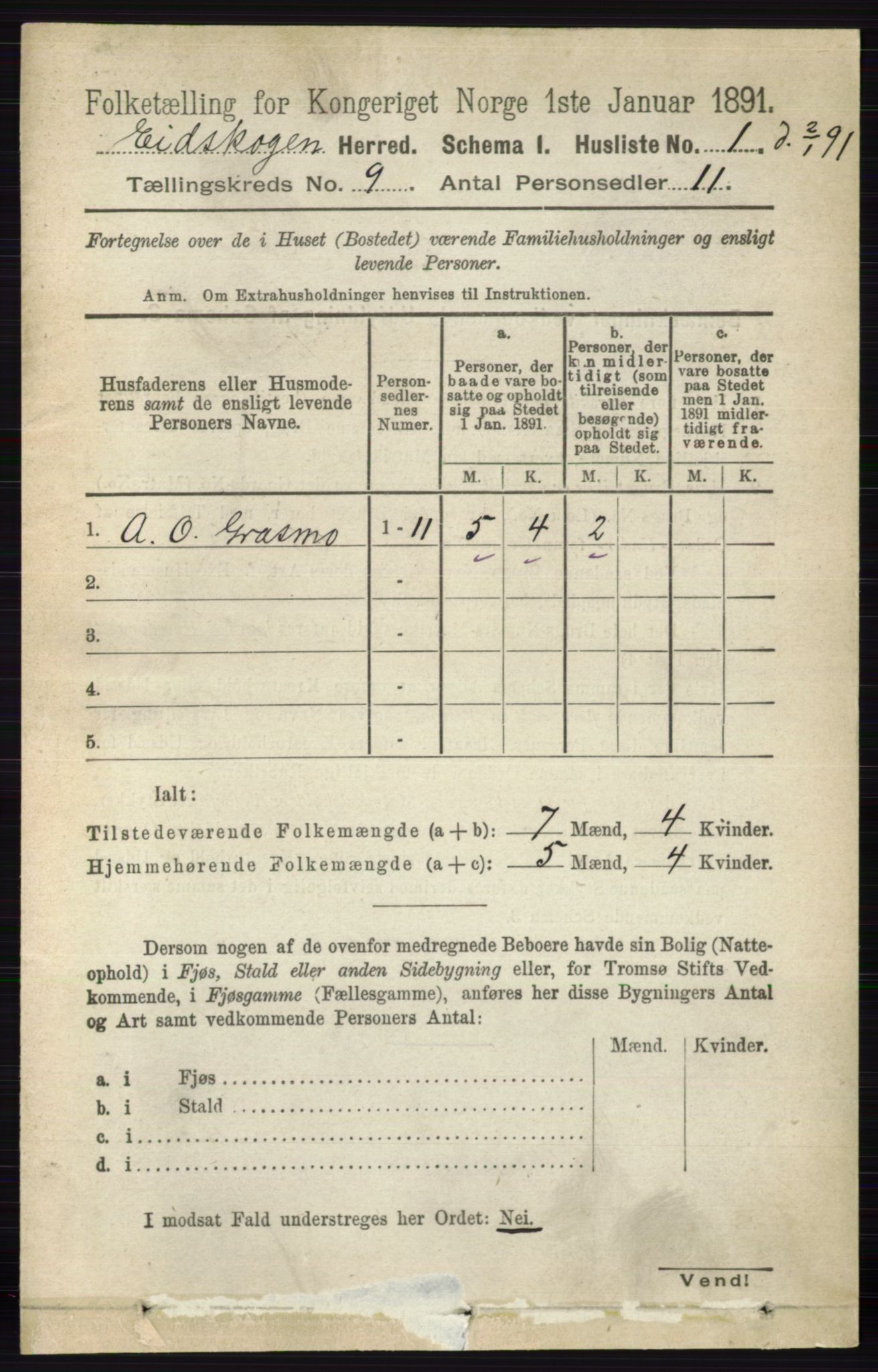 RA, 1891 census for 0420 Eidskog, 1891, p. 5277