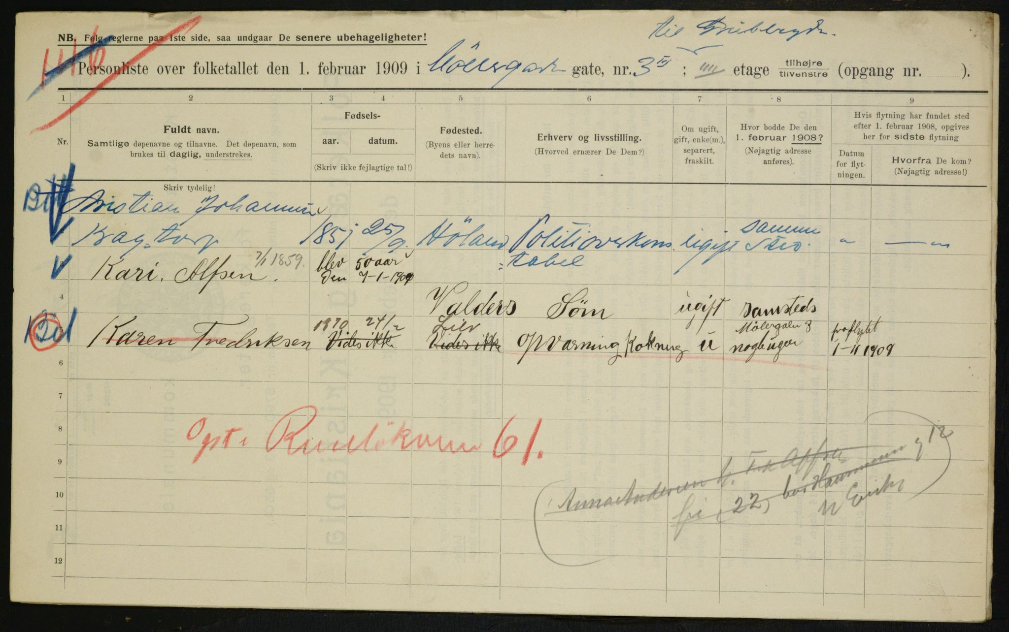 OBA, Municipal Census 1909 for Kristiania, 1909, p. 61933