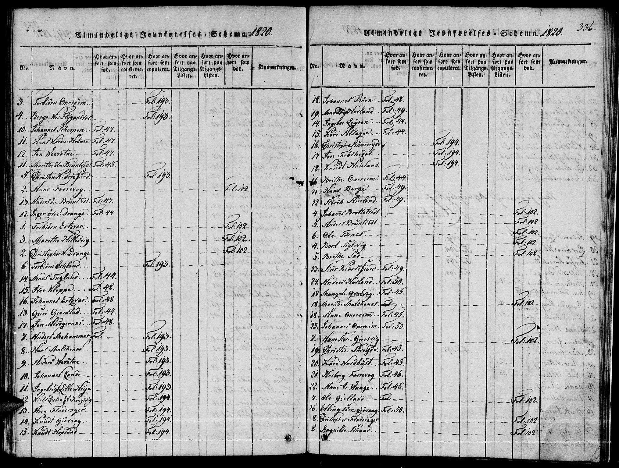 Tysnes sokneprestembete, AV/SAB-A-78601/H/Haa: Parish register (official) no. A 7, 1816-1826, p. 336