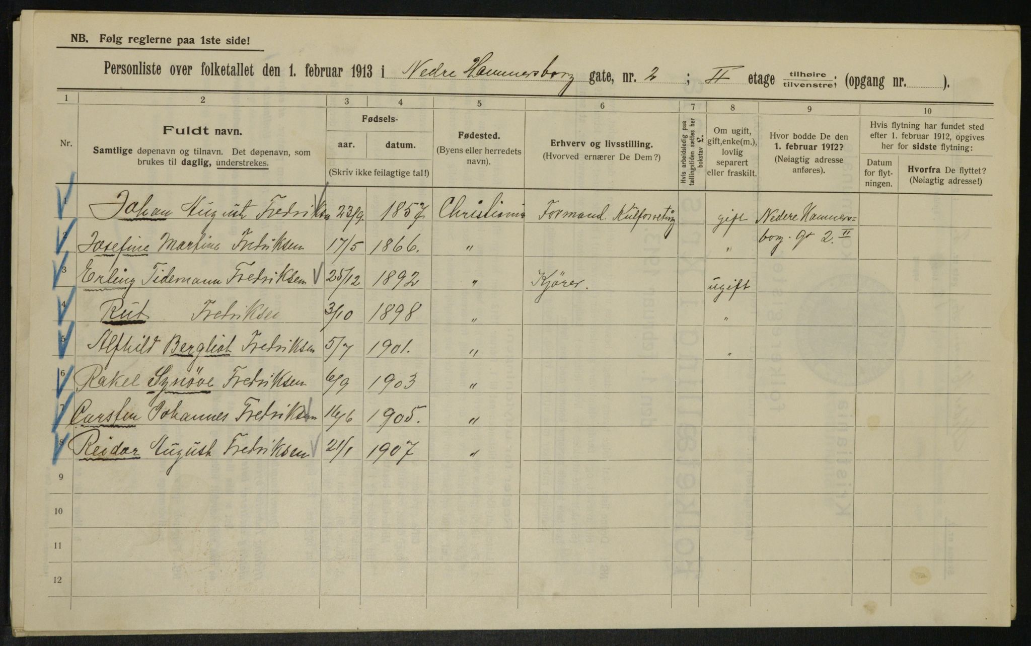 OBA, Municipal Census 1913 for Kristiania, 1913, p. 69159