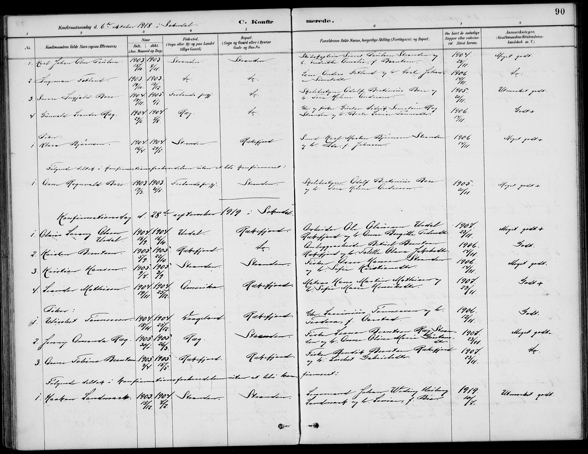 Sokndal sokneprestkontor, AV/SAST-A-101808: Parish register (official) no. A 12, 1887-1927, p. 90