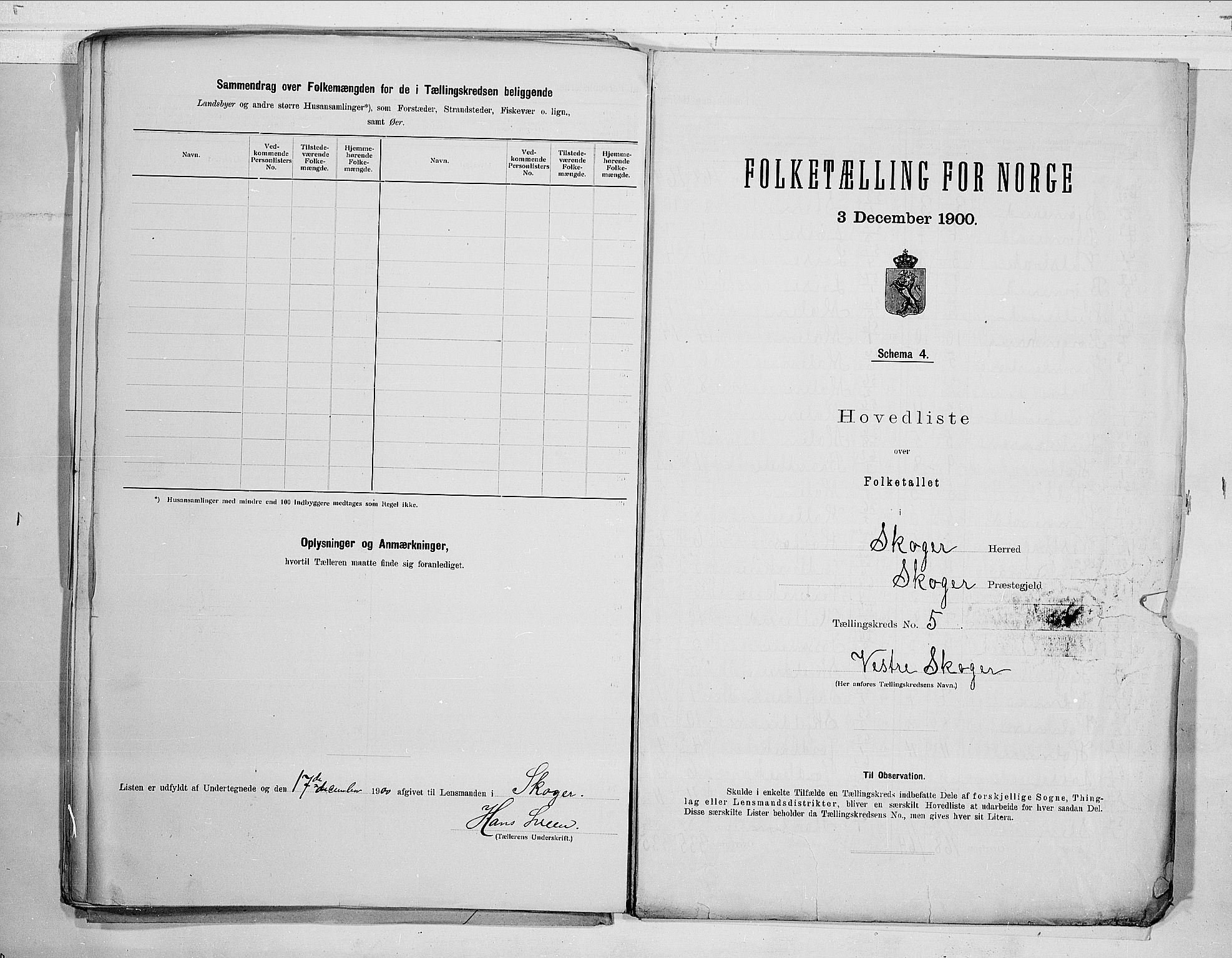 RA, 1900 census for Skoger, 1900, p. 16