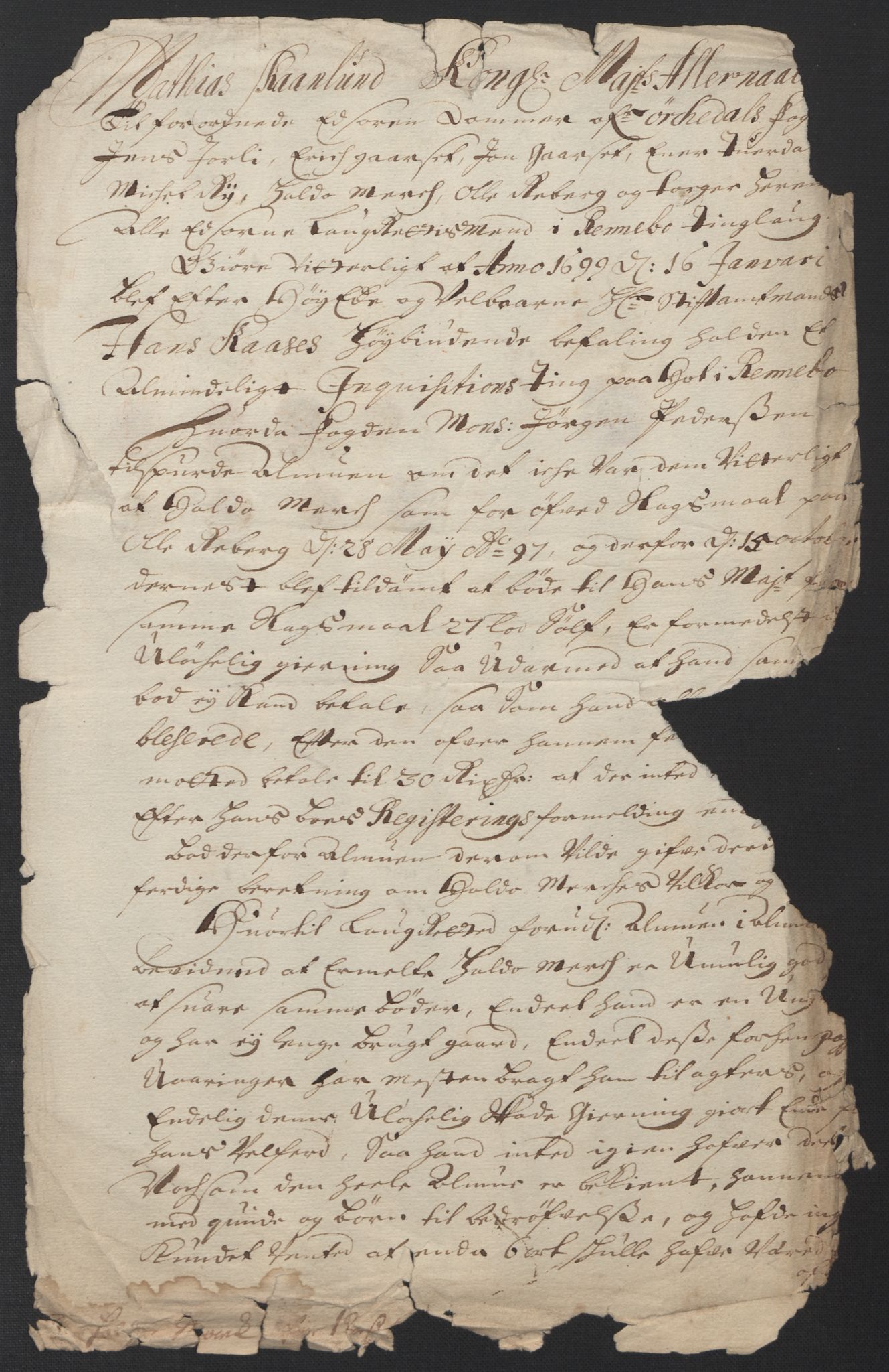 Rentekammeret inntil 1814, Reviderte regnskaper, Fogderegnskap, AV/RA-EA-4092/R60/L3948: Fogderegnskap Orkdal og Gauldal, 1698, p. 246