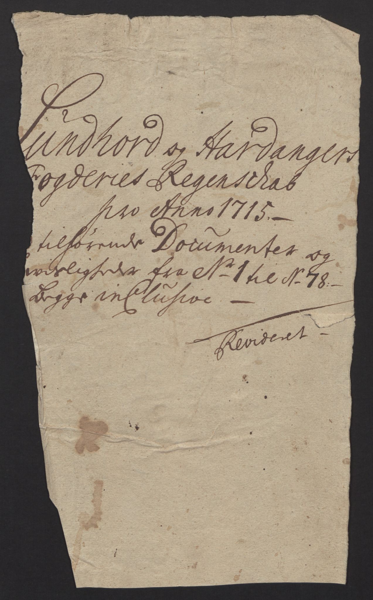 Rentekammeret inntil 1814, Reviderte regnskaper, Fogderegnskap, AV/RA-EA-4092/R48/L2991: Fogderegnskap Sunnhordland og Hardanger, 1715, p. 4