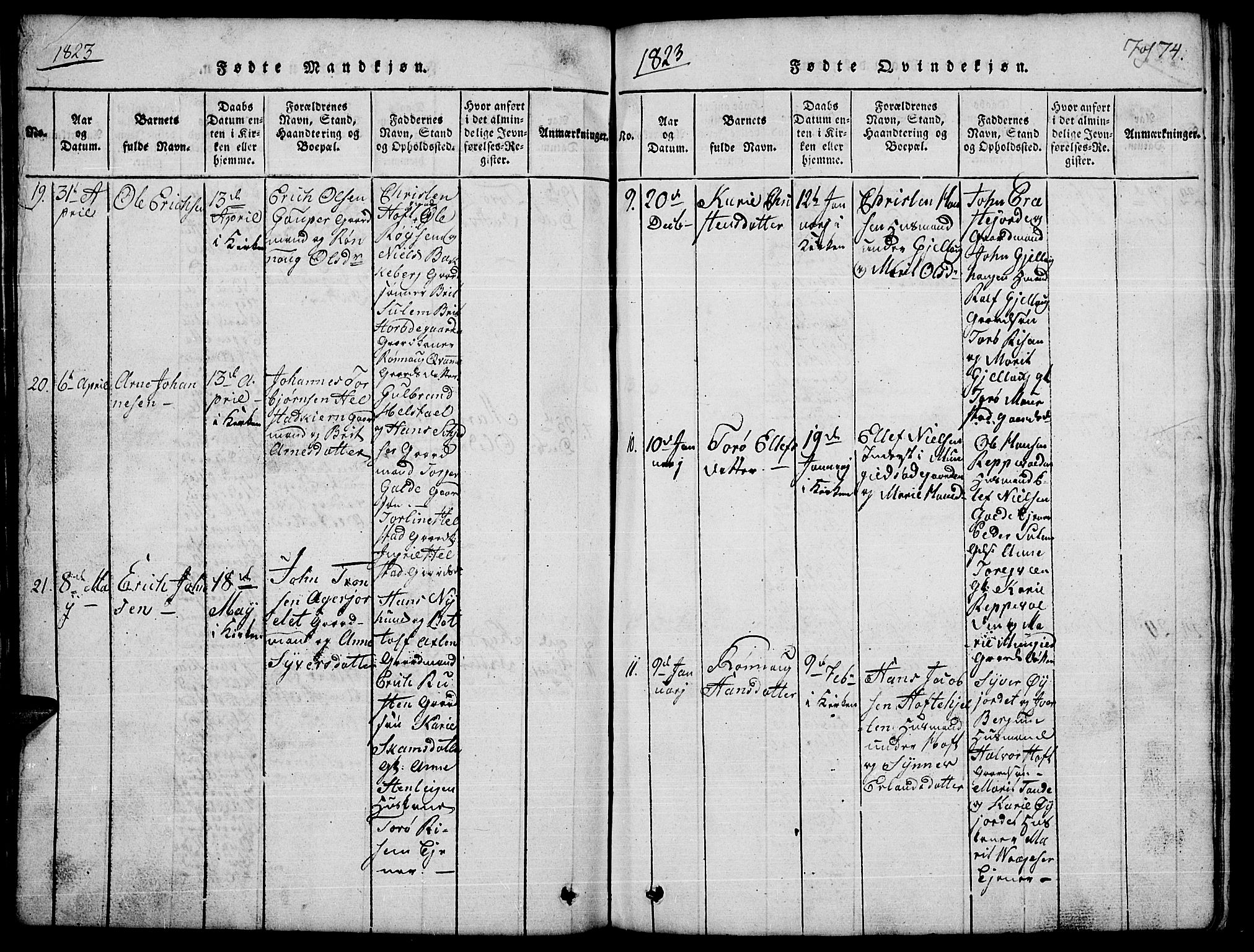Lom prestekontor, SAH/PREST-070/L/L0001: Parish register (copy) no. 1, 1815-1836, p. 74
