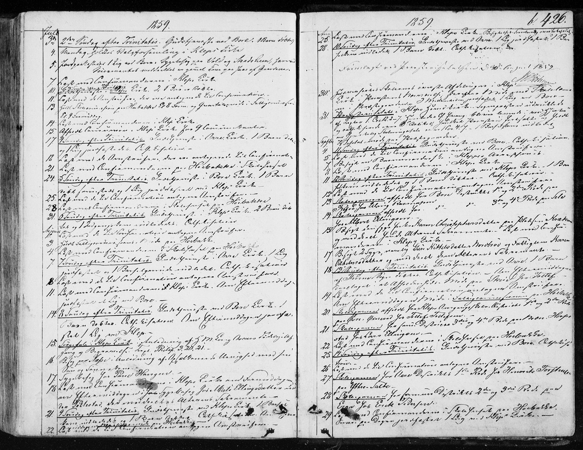 Klepp sokneprestkontor, AV/SAST-A-101803/001/3/30BA/L0005: Parish register (official) no. A 5, 1853-1870, p. 426