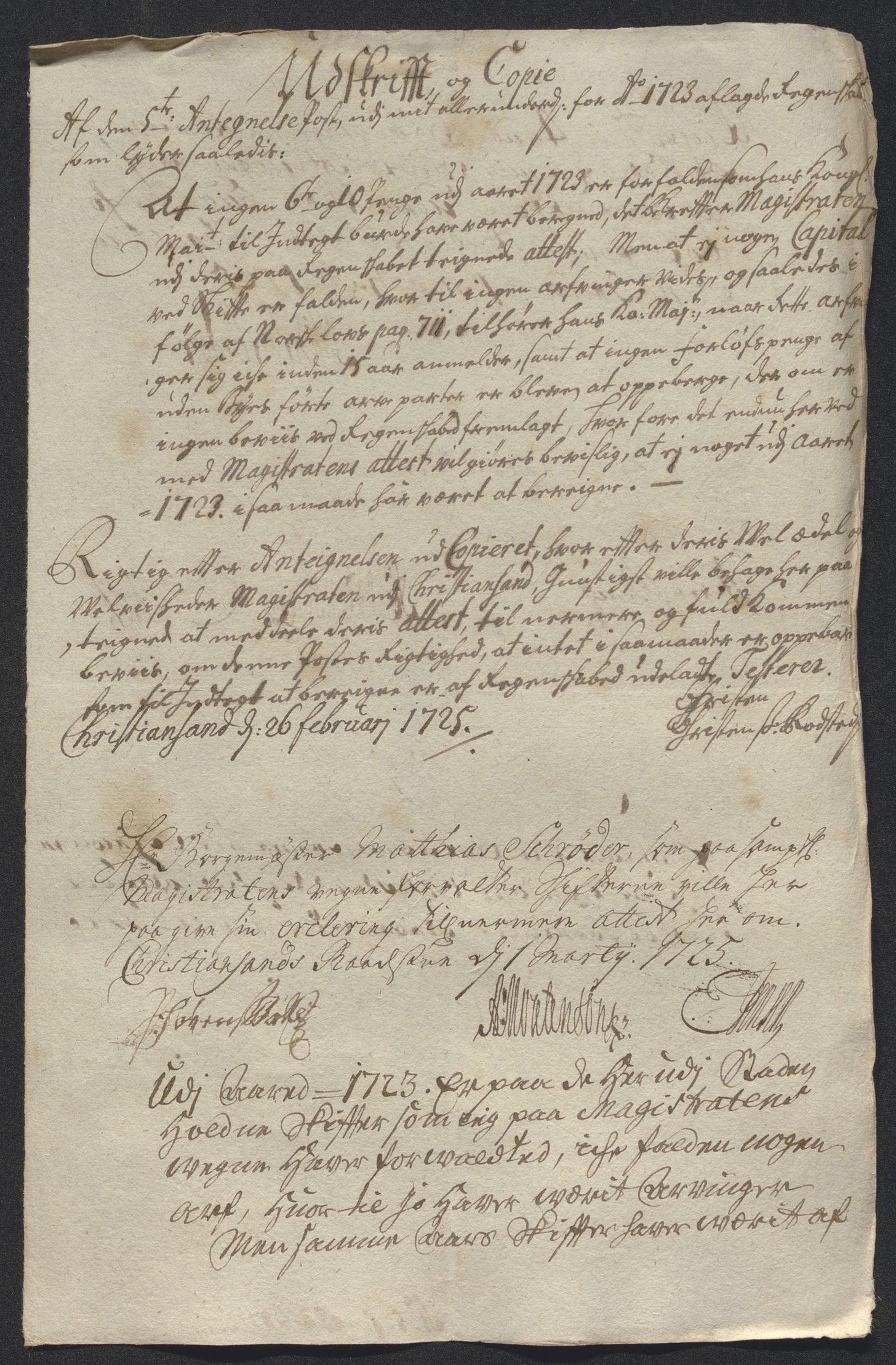 Rentekammeret inntil 1814, Reviderte regnskaper, Byregnskaper, AV/RA-EA-4066/R/Rm/L0286: [M19] Sikt og sakefall, 1719-1727, p. 253