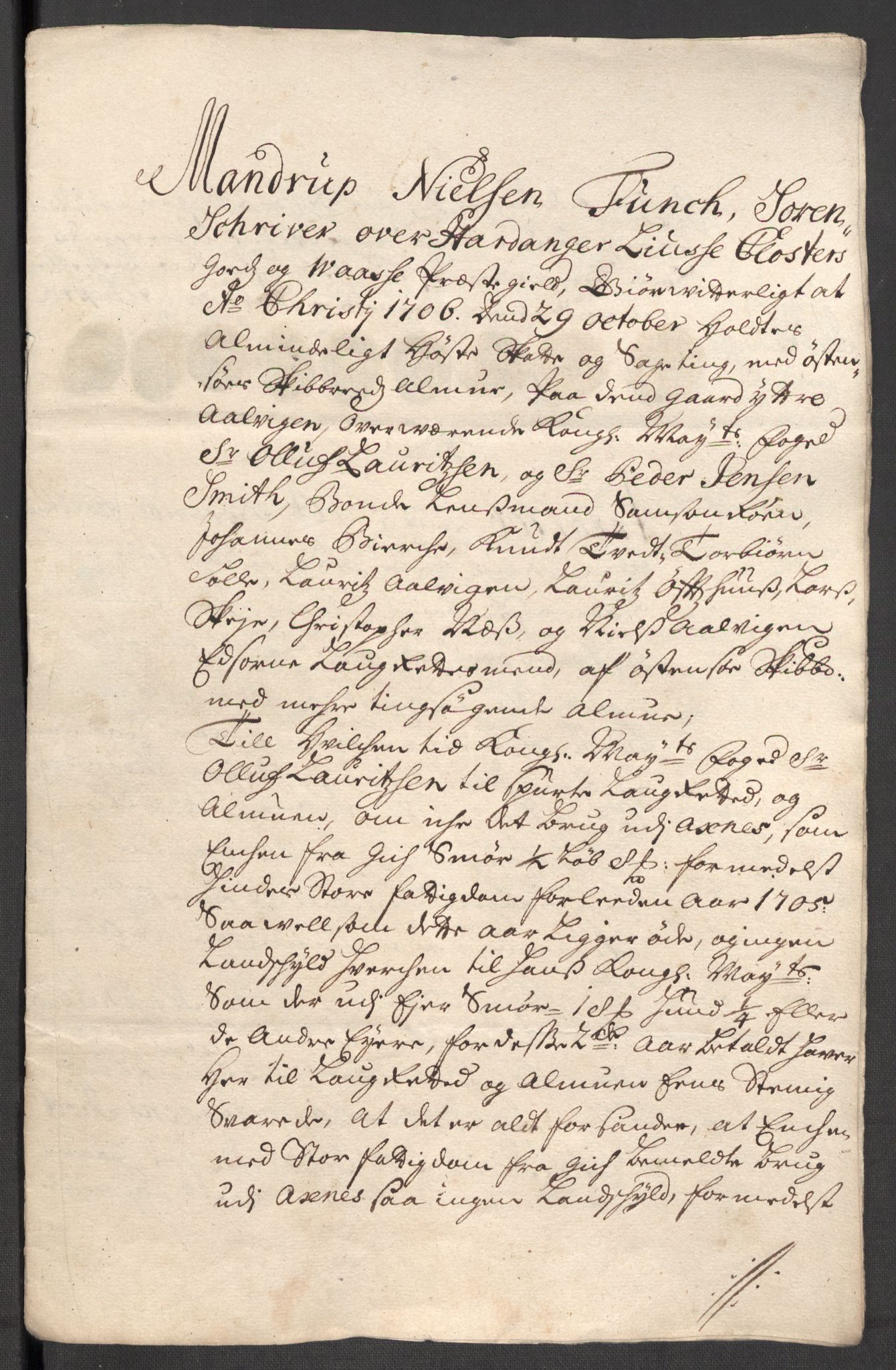 Rentekammeret inntil 1814, Reviderte regnskaper, Fogderegnskap, AV/RA-EA-4092/R48/L2984: Fogderegnskap Sunnhordland og Hardanger, 1706-1707, p. 256