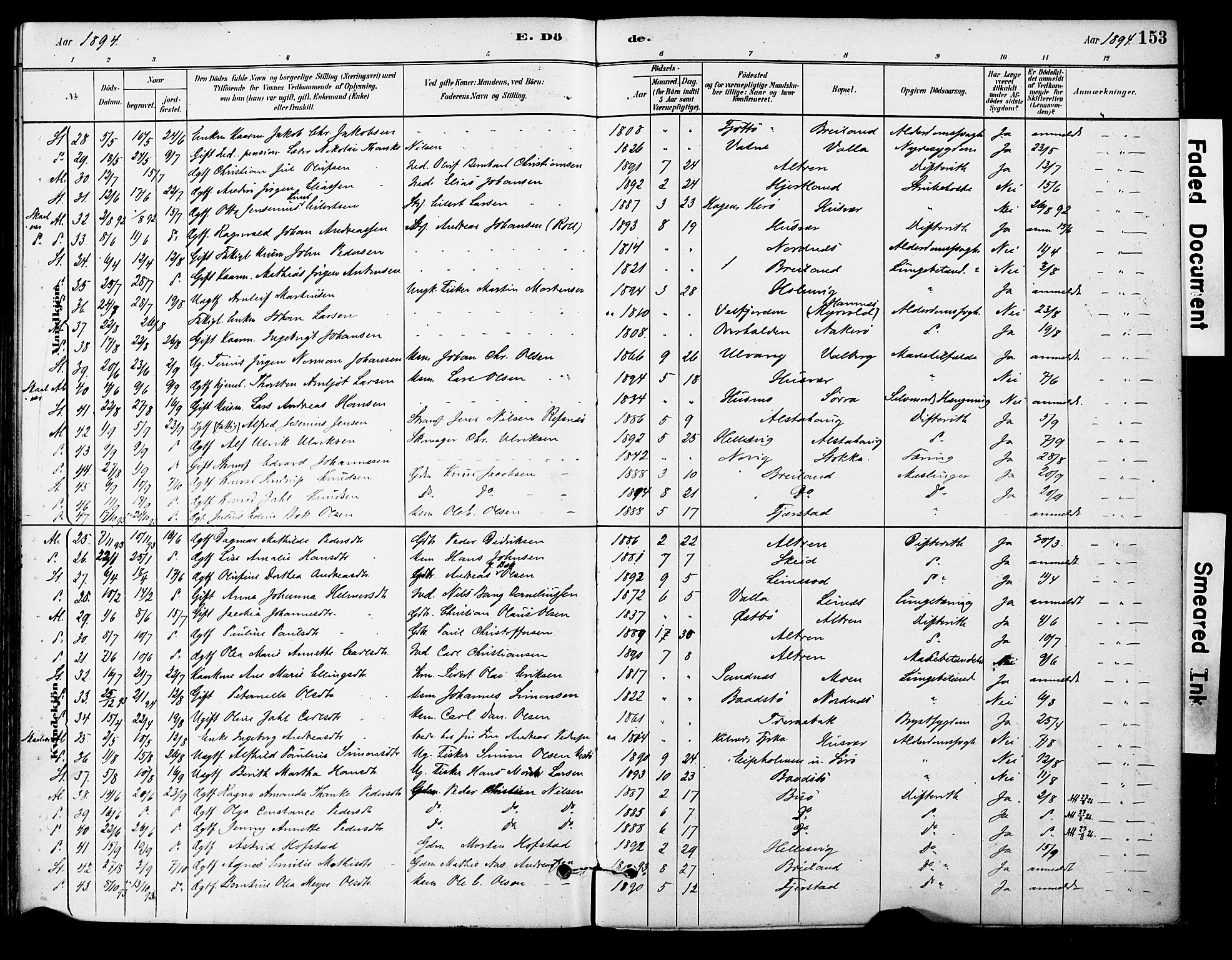 Ministerialprotokoller, klokkerbøker og fødselsregistre - Nordland, AV/SAT-A-1459/830/L0450: Parish register (official) no. 830A14, 1879-1896, p. 153