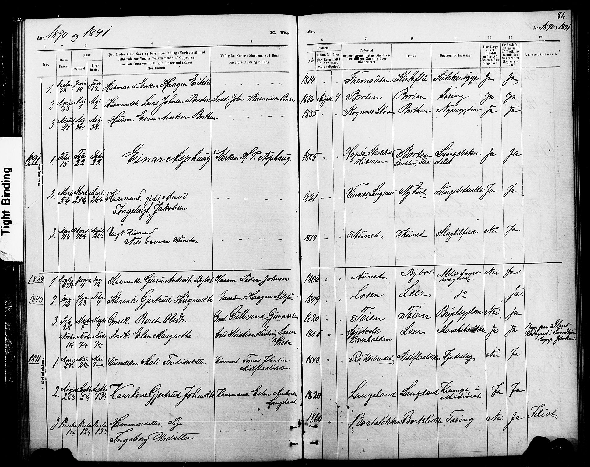 Ministerialprotokoller, klokkerbøker og fødselsregistre - Sør-Trøndelag, SAT/A-1456/693/L1123: Parish register (copy) no. 693C04, 1887-1910, p. 86