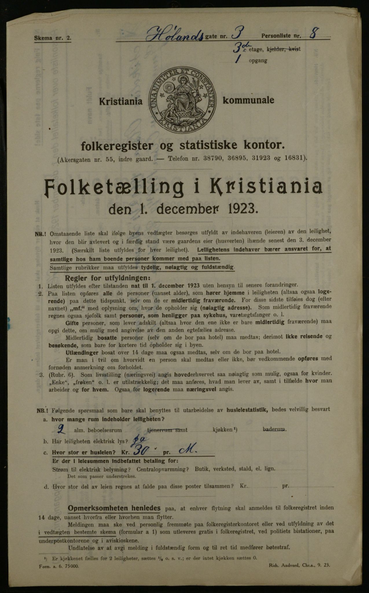 OBA, Municipal Census 1923 for Kristiania, 1923, p. 47148