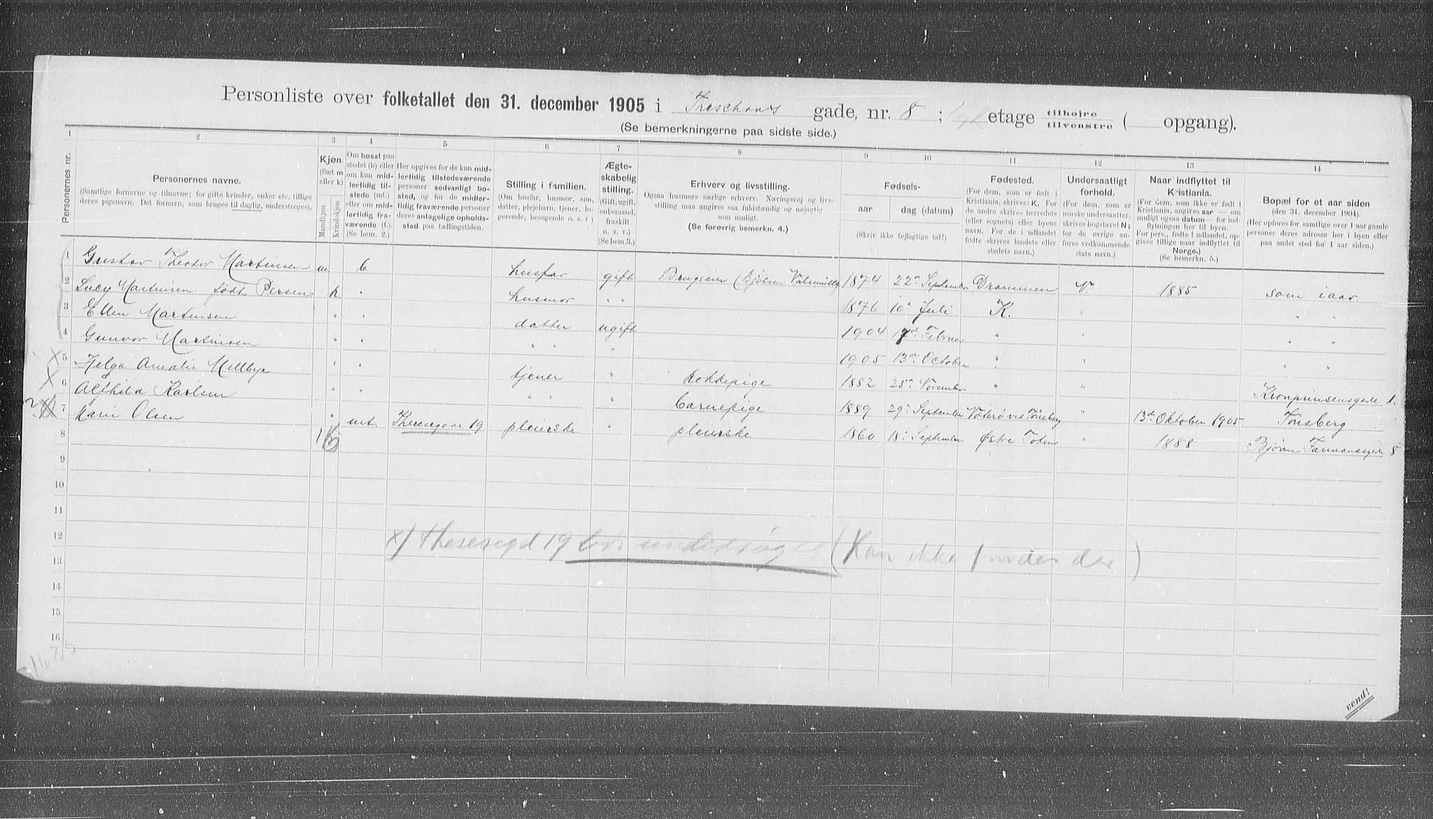 OBA, Municipal Census 1905 for Kristiania, 1905, p. 60683