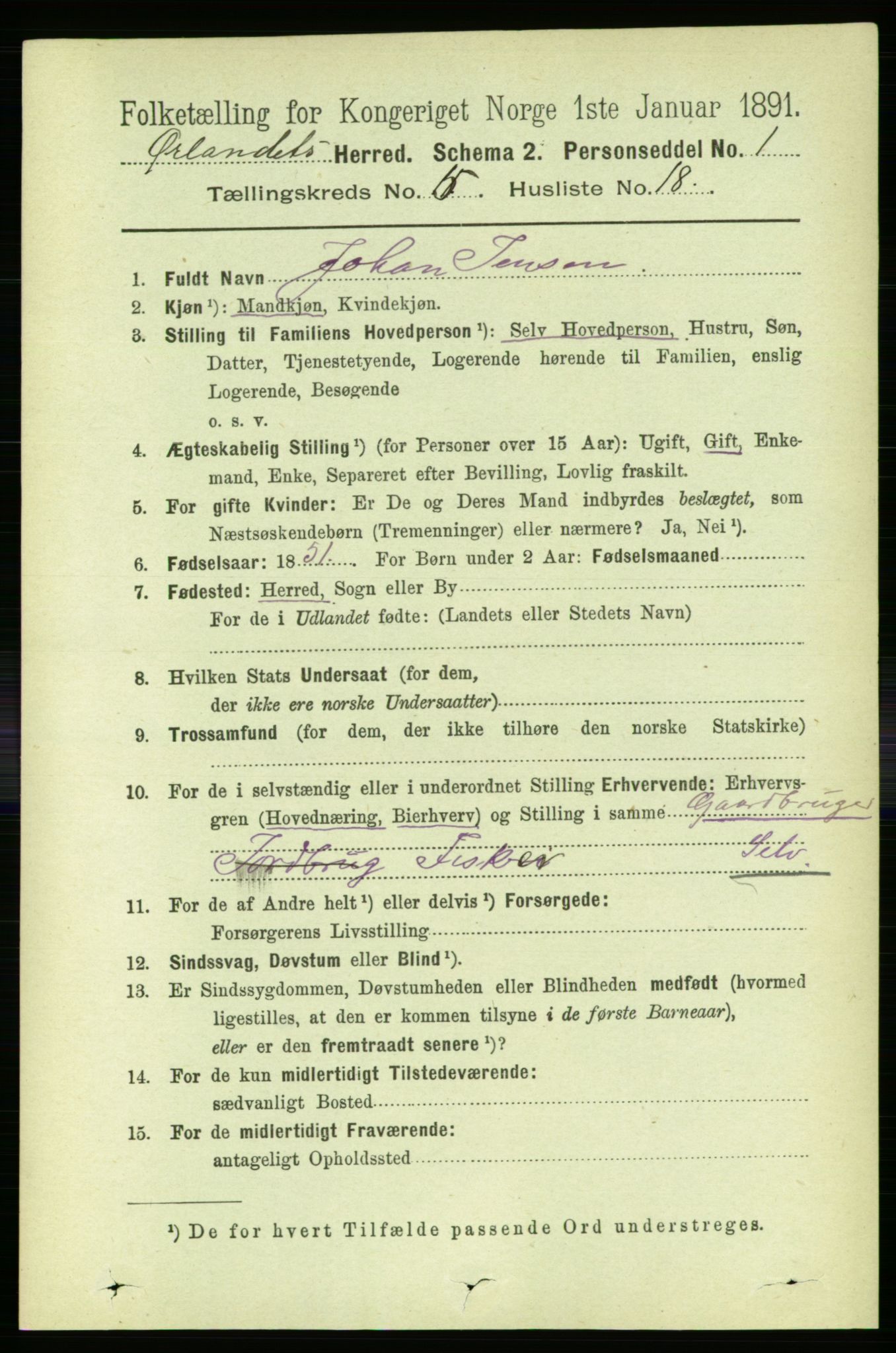 RA, 1891 census for 1621 Ørland, 1891, p. 1748