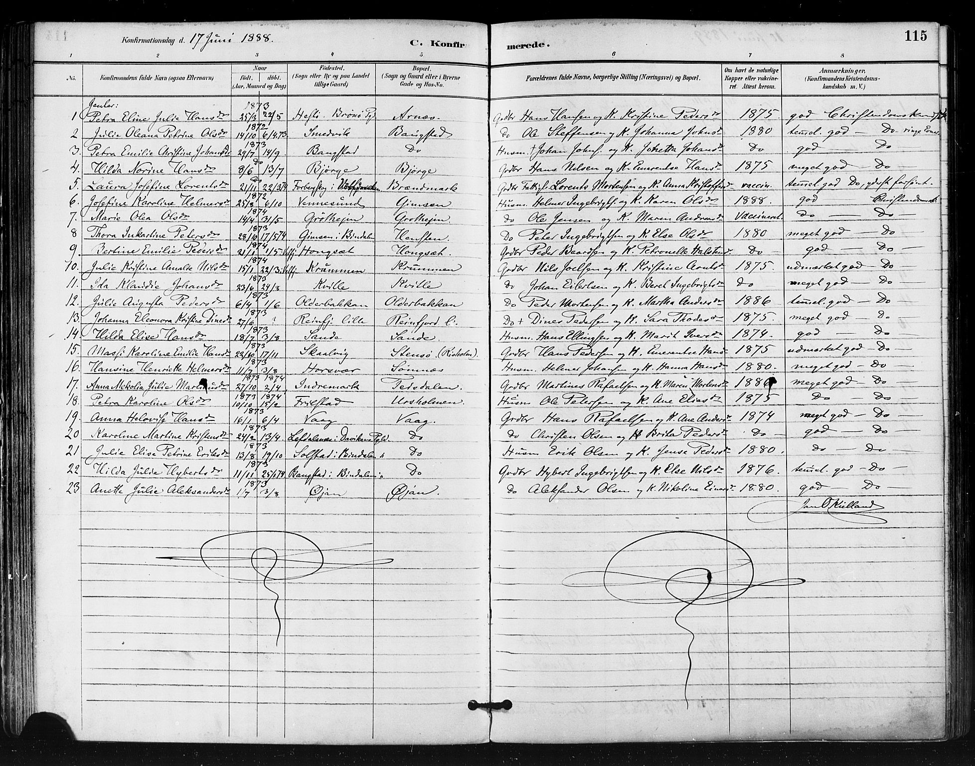 Ministerialprotokoller, klokkerbøker og fødselsregistre - Nordland, AV/SAT-A-1459/812/L0178: Parish register (official) no. 812A07, 1886-1900, p. 115