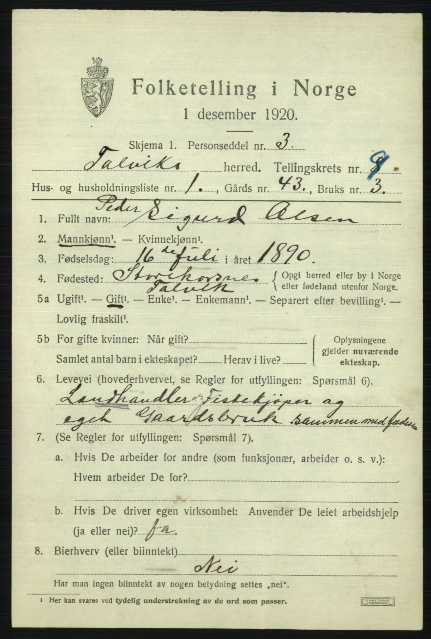 SATØ, 1920 census for Talvik, 1920, p. 5538