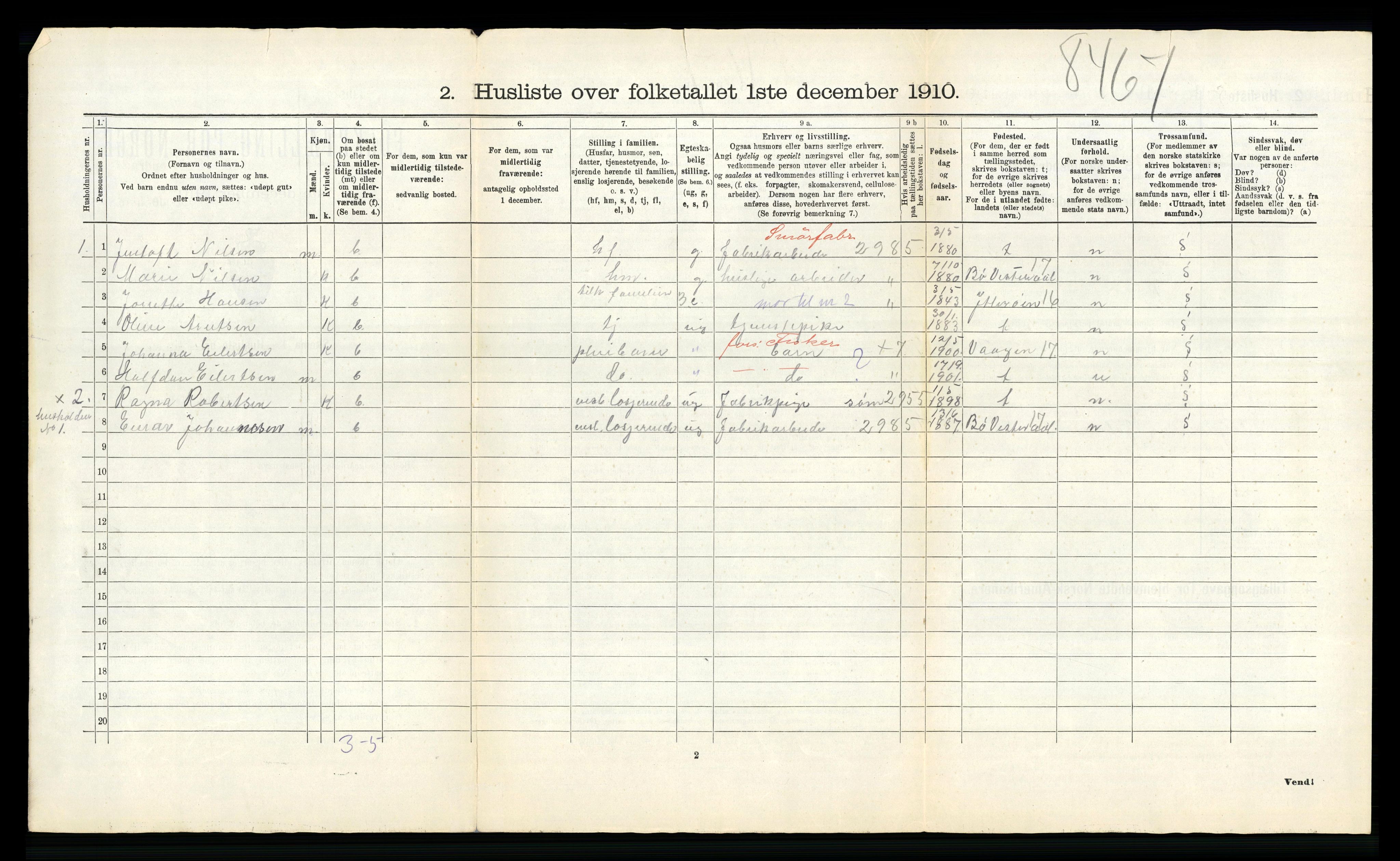 RA, 1910 census for Hadsel, 1910, p. 1328