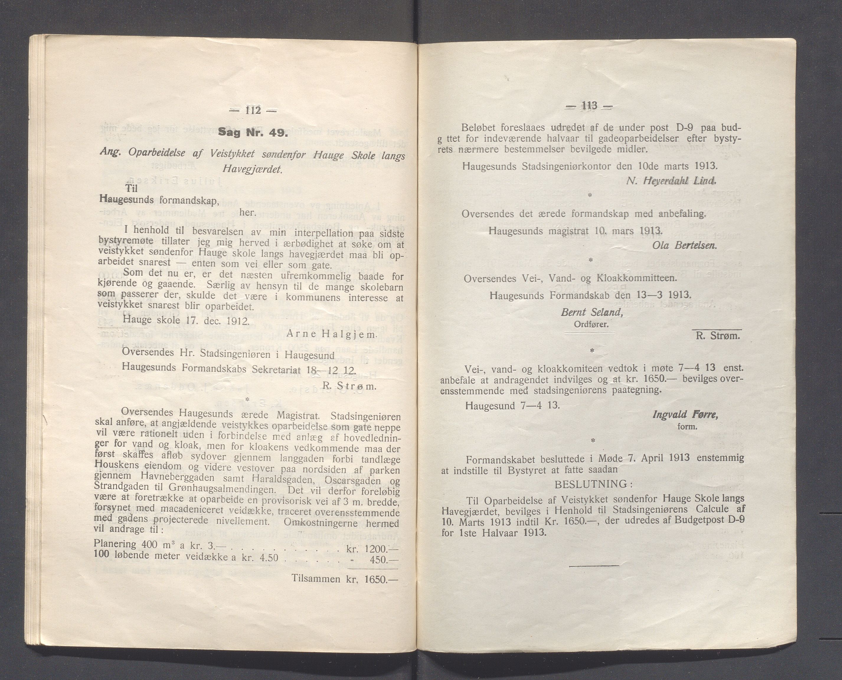 Haugesund kommune - Formannskapet og Bystyret, IKAR/A-740/A/Abb/L0002: Bystyreforhandlinger, 1908-1917, p. 488