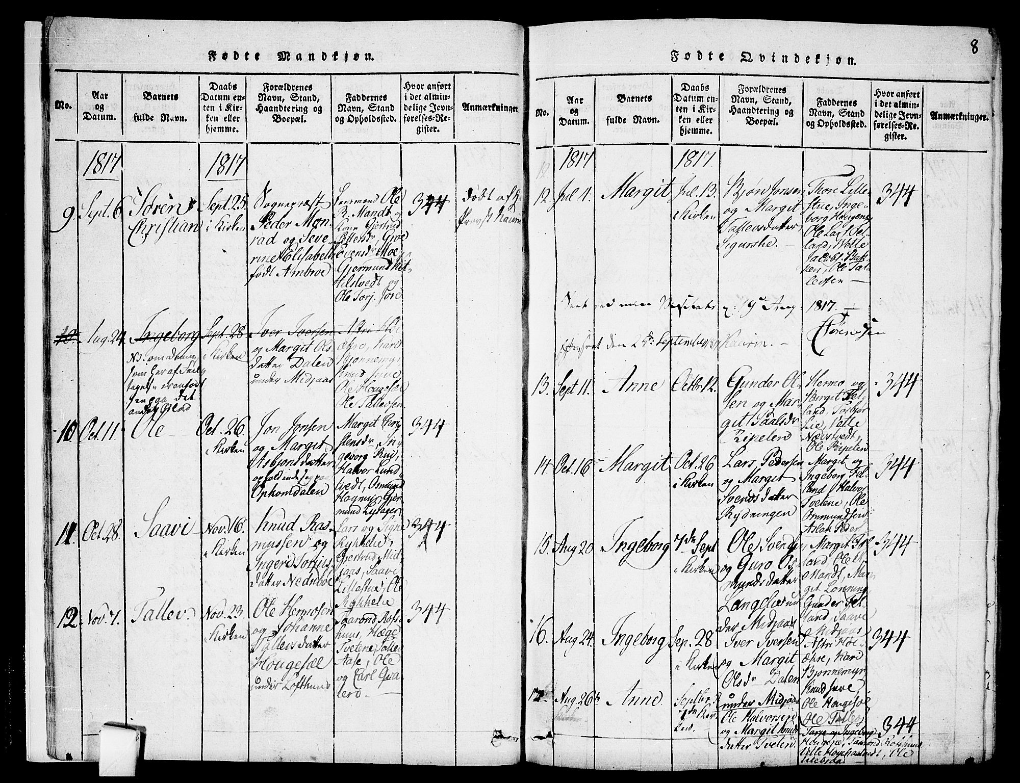Mo kirkebøker, SAKO/A-286/F/Fa/L0004: Parish register (official) no. I 4, 1814-1844, p. 8