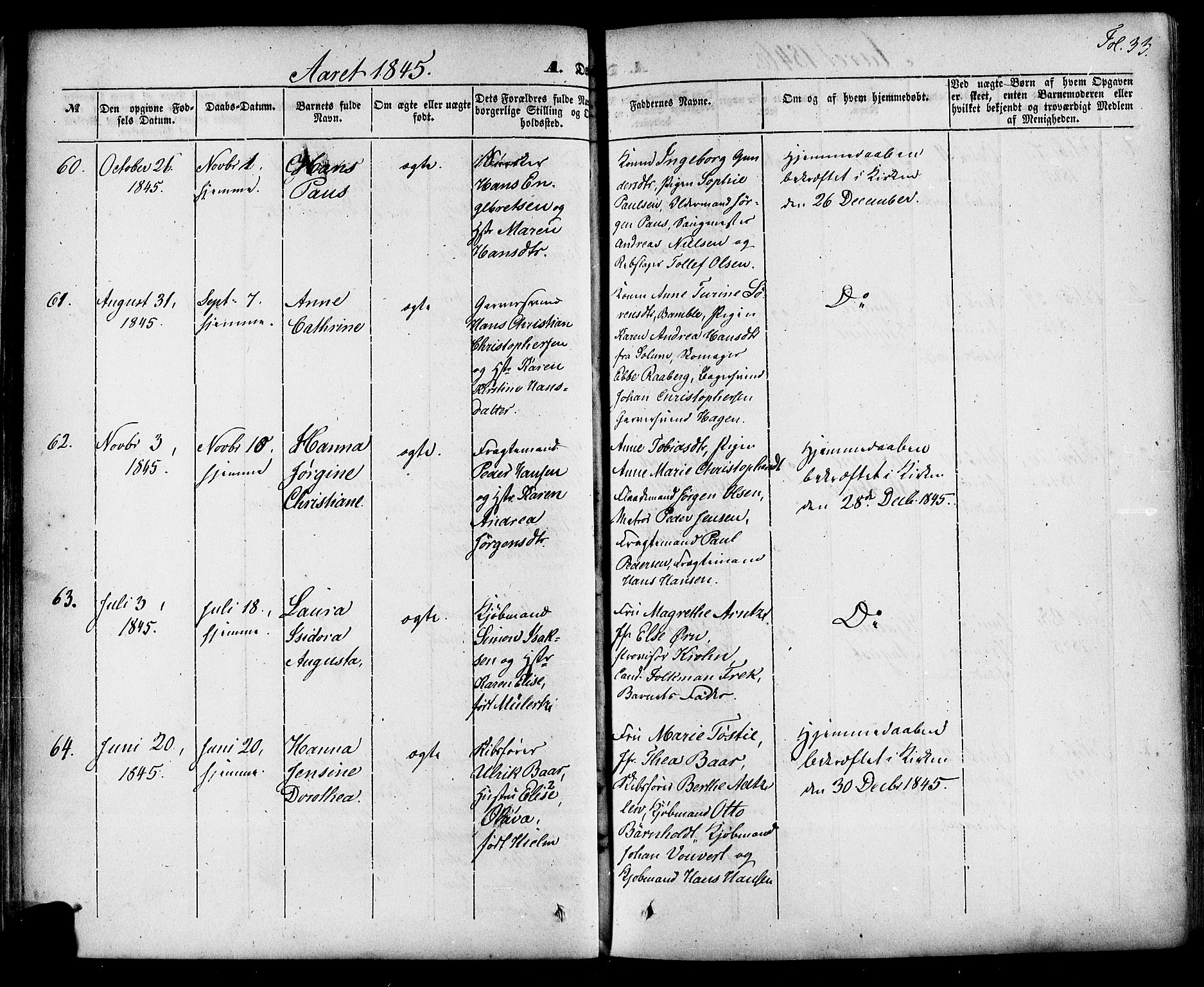 Skien kirkebøker, AV/SAKO-A-302/F/Fa/L0006a: Parish register (official) no. 6A, 1843-1856, p. 33