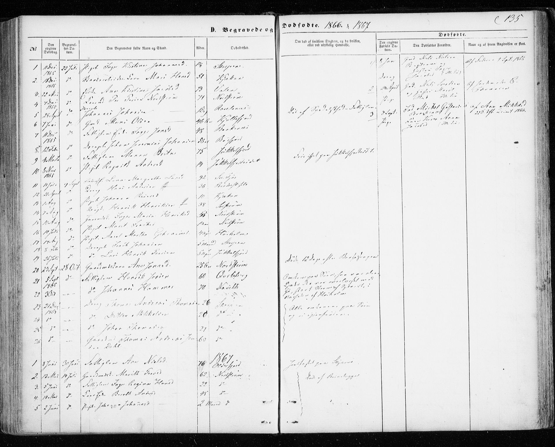 Skjervøy sokneprestkontor, SATØ/S-1300/H/Ha/Haa/L0011kirke: Parish register (official) no. 11, 1861-1877, p. 135