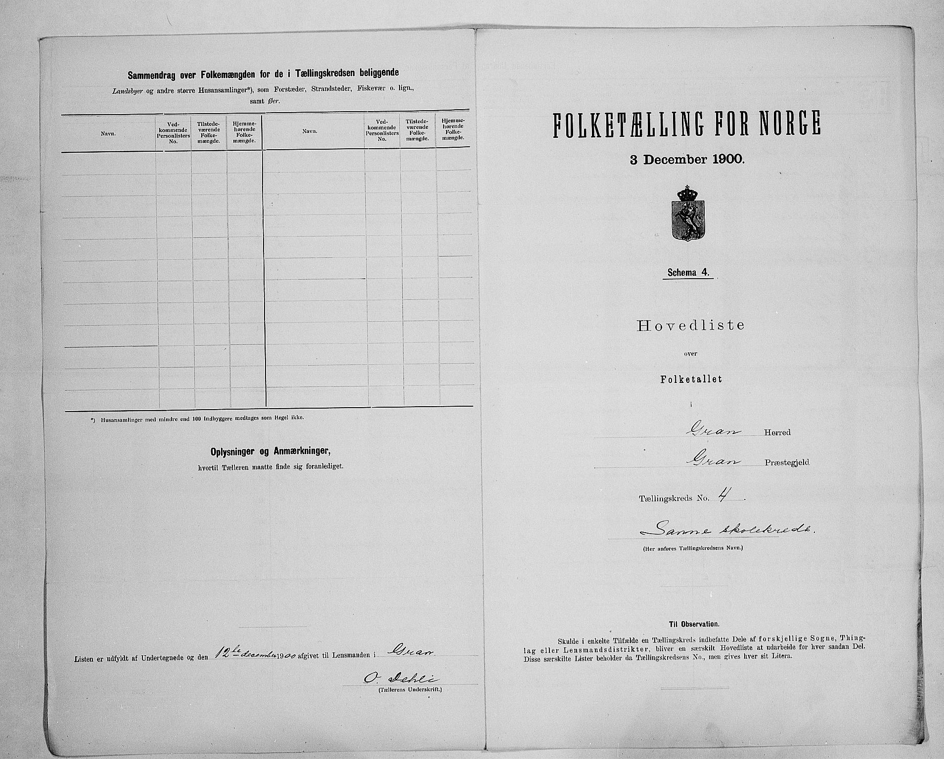 SAH, 1900 census for Gran, 1900, p. 25