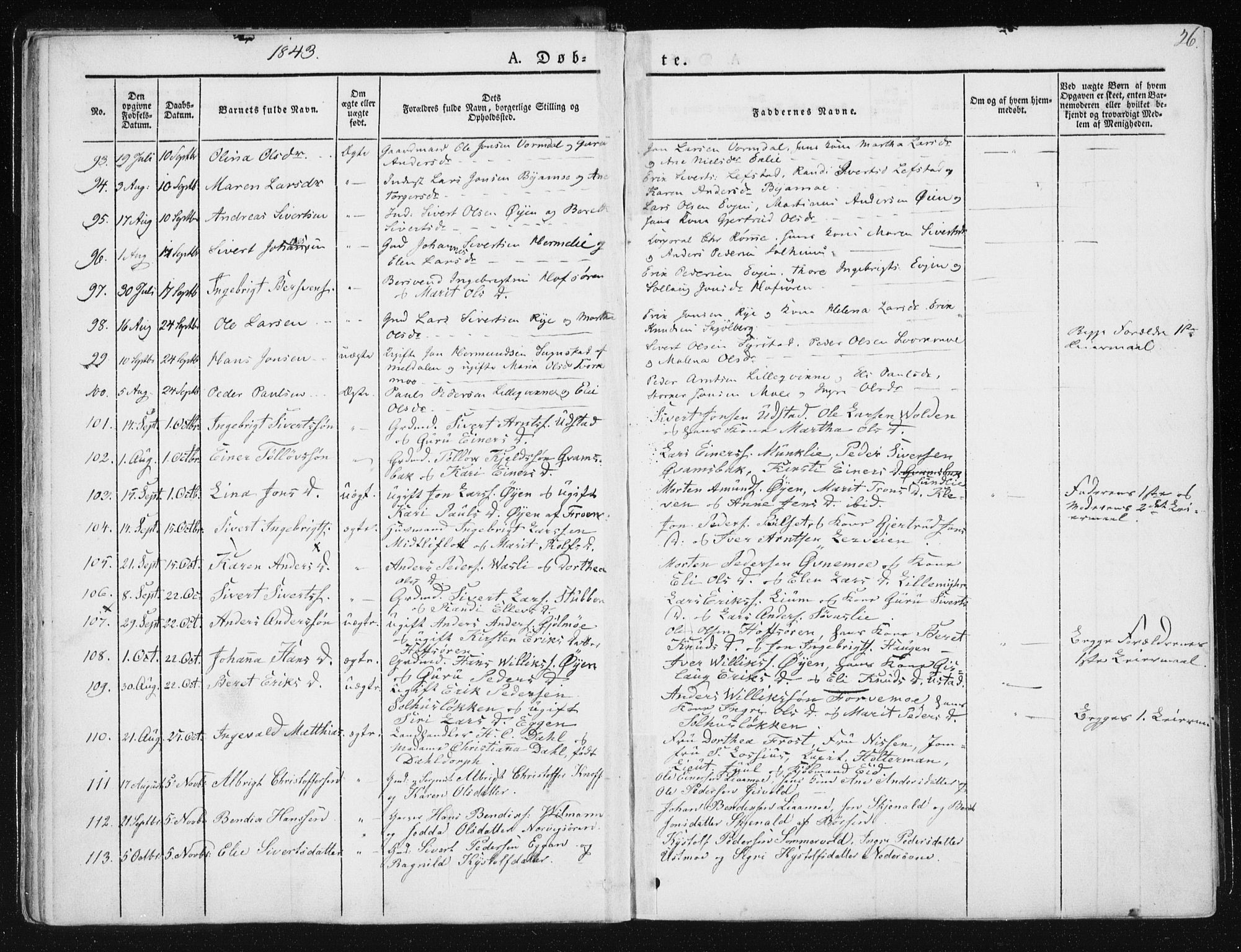 Ministerialprotokoller, klokkerbøker og fødselsregistre - Sør-Trøndelag, AV/SAT-A-1456/668/L0805: Parish register (official) no. 668A05, 1840-1853, p. 26