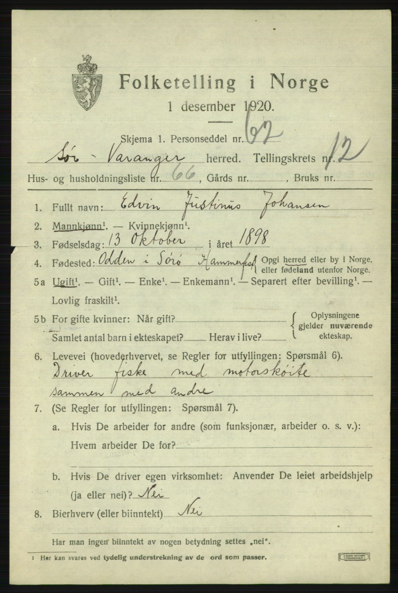 SATØ, 1920 census for Sør-Varanger, 1920, p. 10836