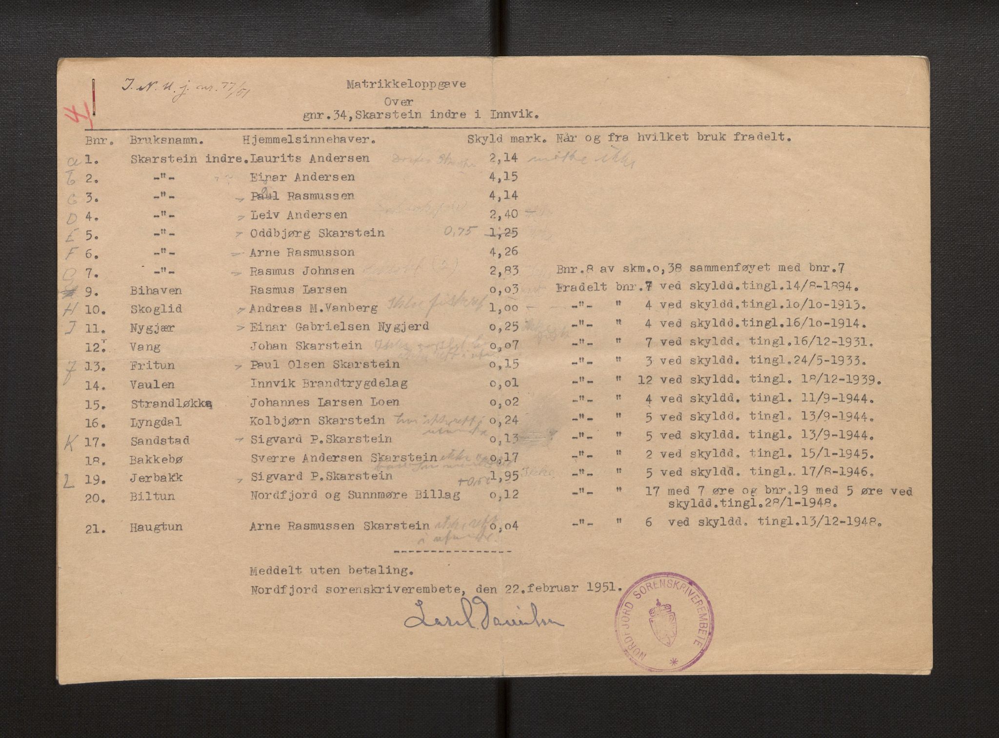 Sogn og Fjordane jordskiftedøme - I Nordfjord jordskiftedistrikt, AV/SAB-A-6001/B/L0099: Jordskiftedokument, 1943-1954, p. 9