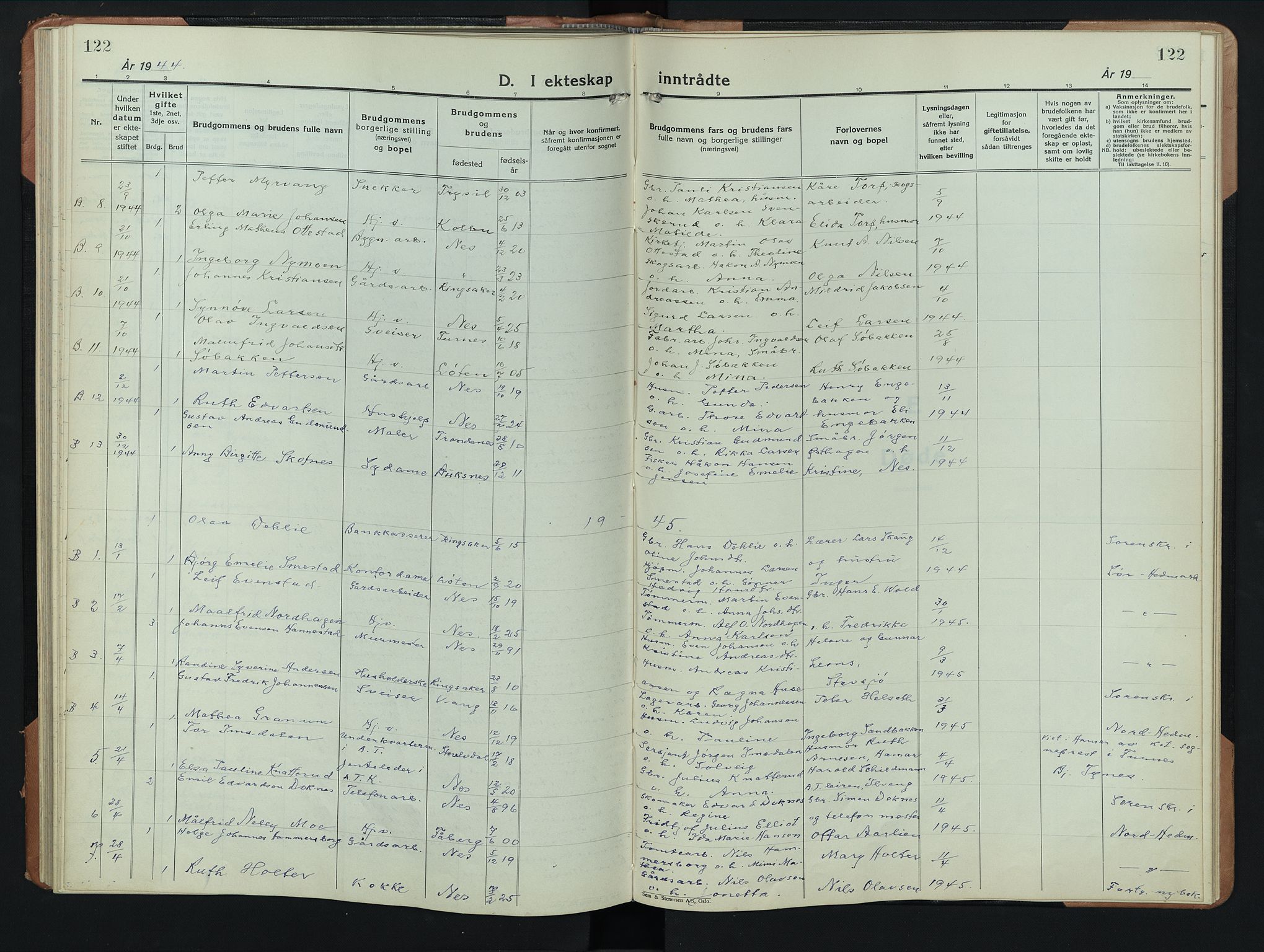 Nes prestekontor, Hedmark, AV/SAH-PREST-020/L/La/L0011: Parish register (copy) no. 11, 1931-1947, p. 122