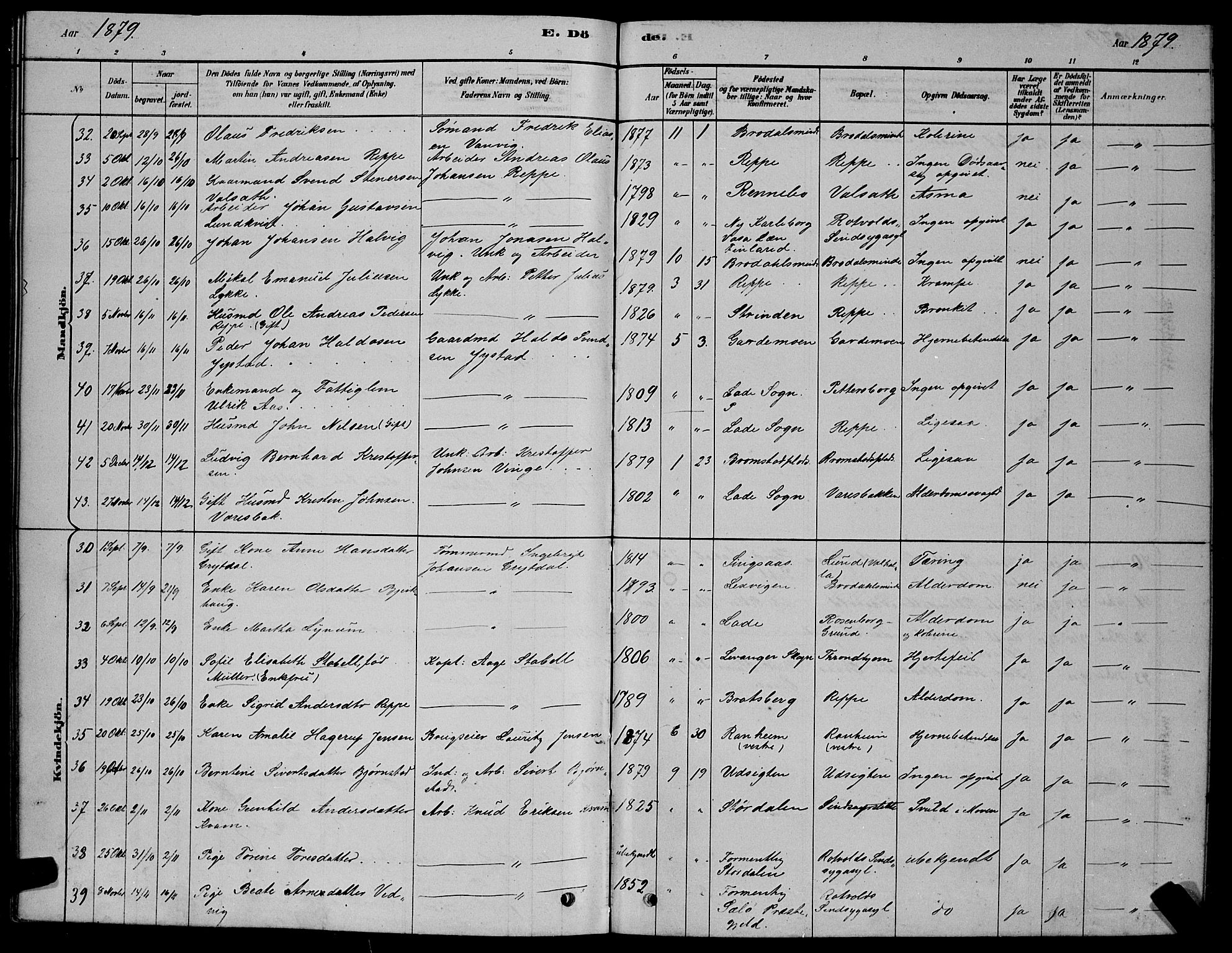 Ministerialprotokoller, klokkerbøker og fødselsregistre - Sør-Trøndelag, AV/SAT-A-1456/606/L0312: Parish register (copy) no. 606C08, 1878-1894