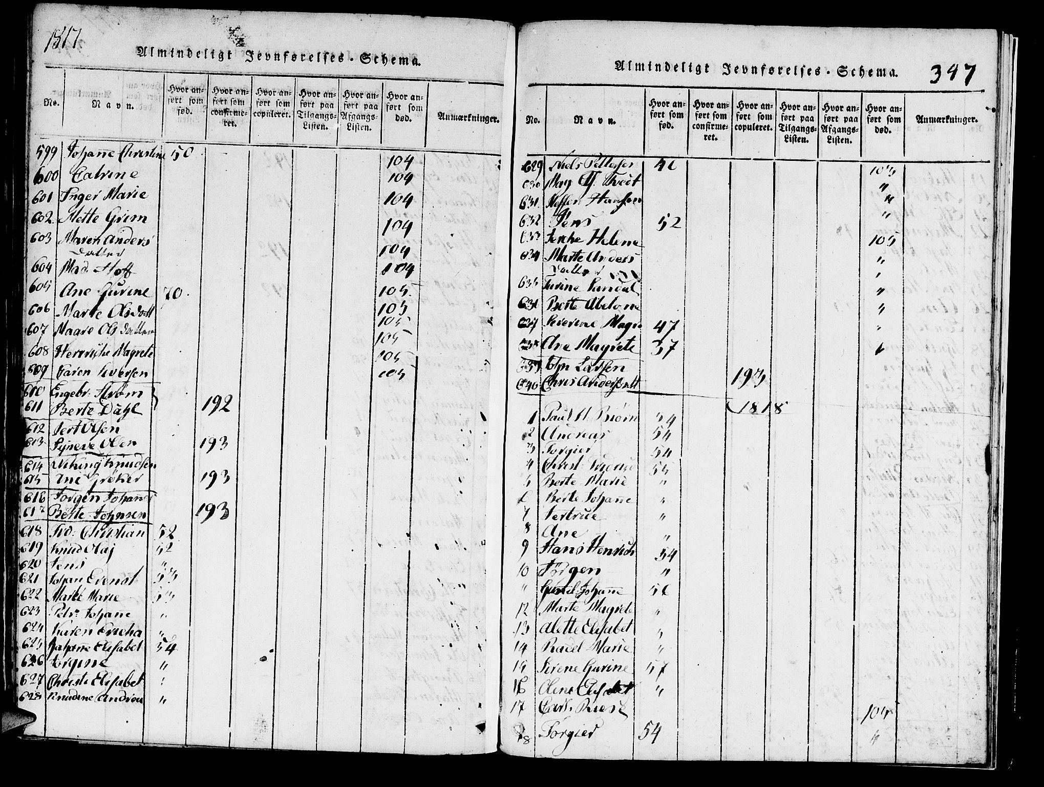 Domkirken sokneprestembete, SAB/A-74801/H/Haa/L0010: Parish register (official) no. A 10, 1816-1821, p. 347