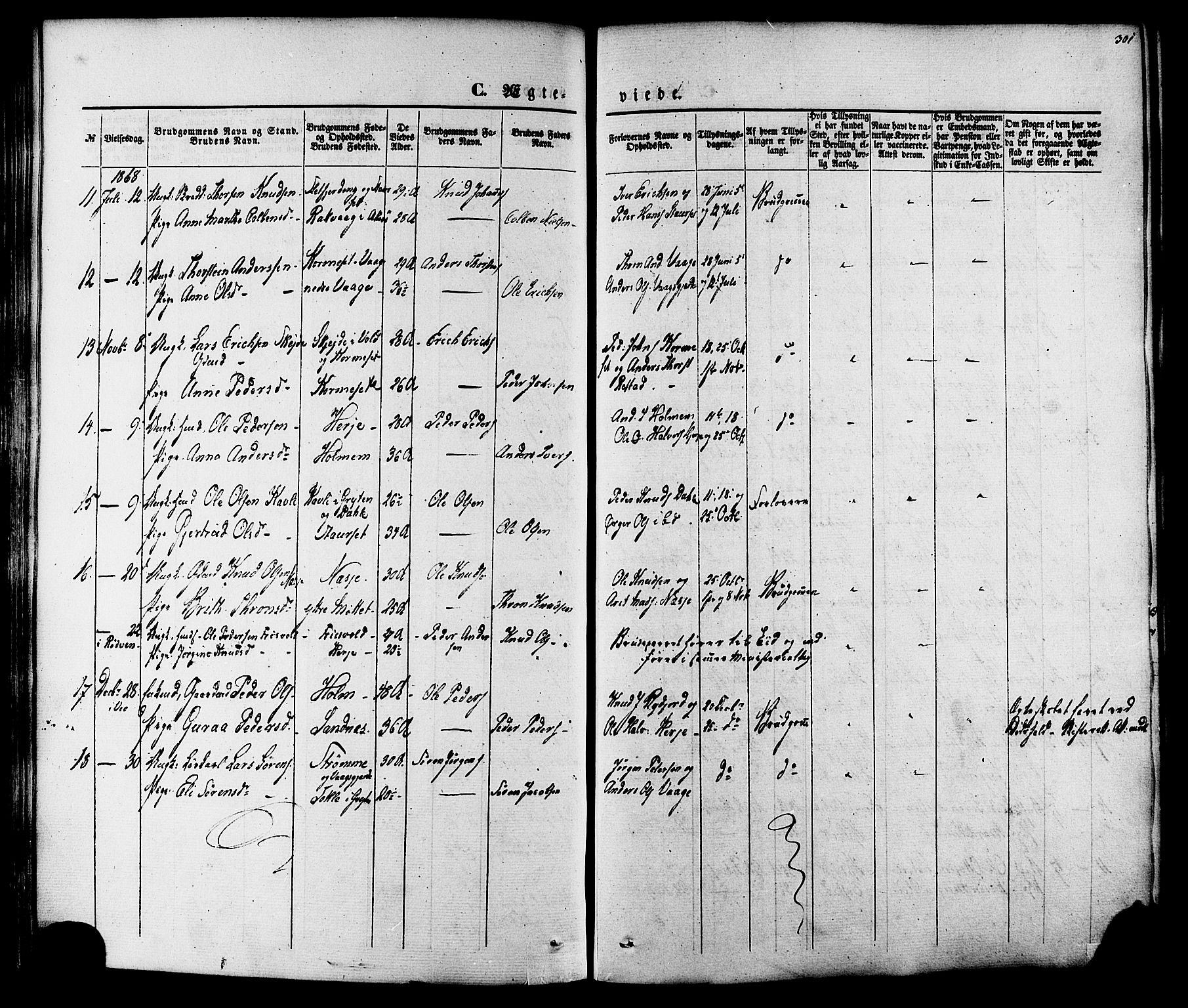 Ministerialprotokoller, klokkerbøker og fødselsregistre - Møre og Romsdal, AV/SAT-A-1454/547/L0603: Parish register (official) no. 547A05, 1846-1877, p. 301