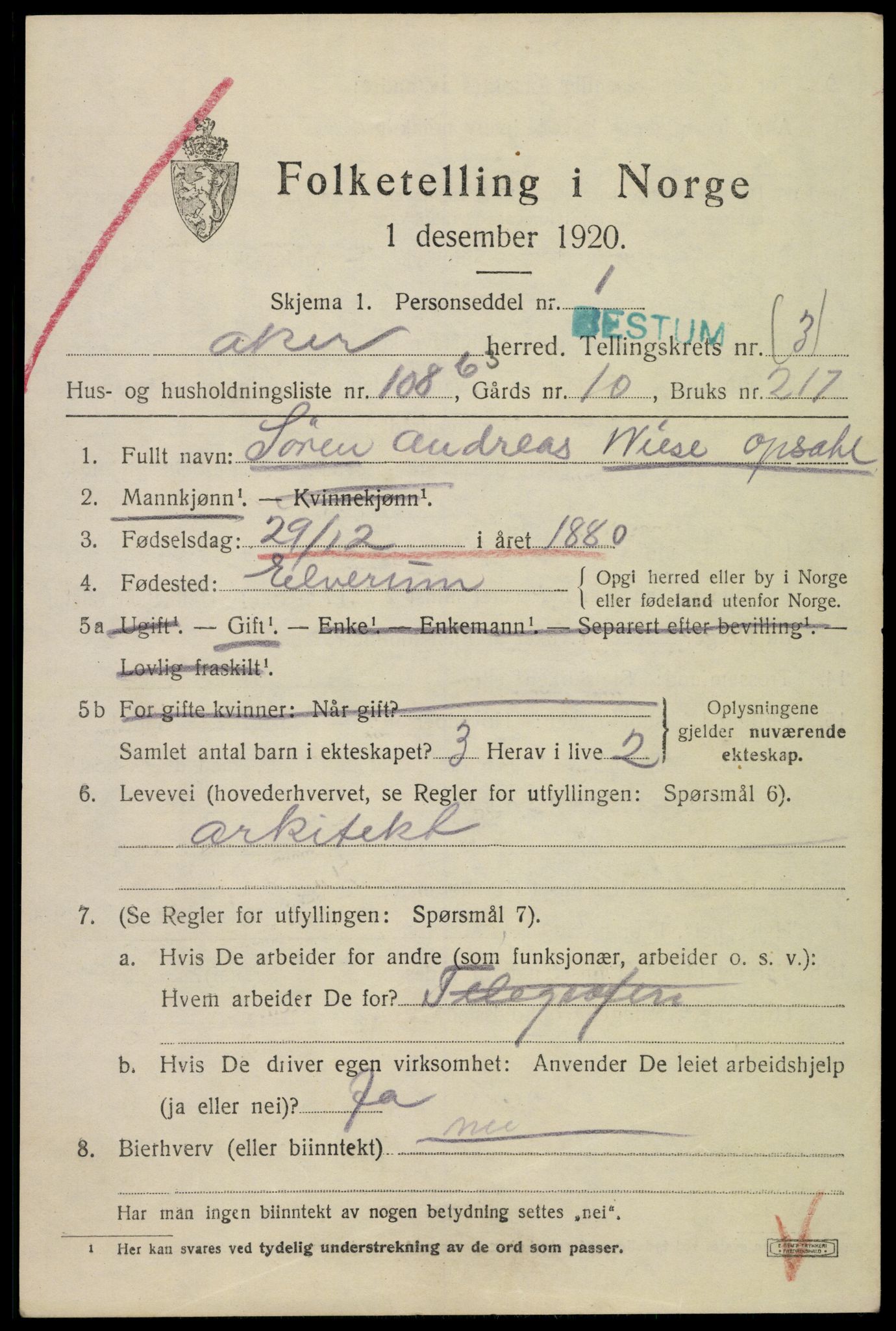 SAO, 1920 census for Aker, 1920, p. 23394