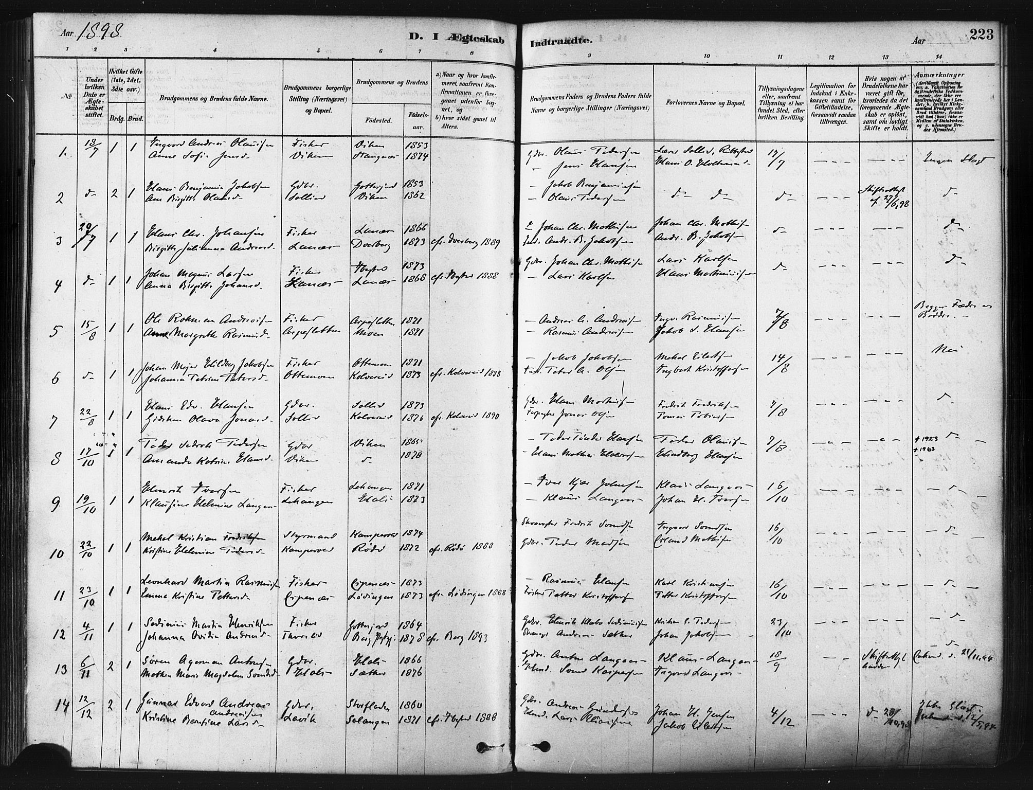 Tranøy sokneprestkontor, SATØ/S-1313/I/Ia/Iaa/L0009kirke: Parish register (official) no. 9, 1878-1904, p. 223