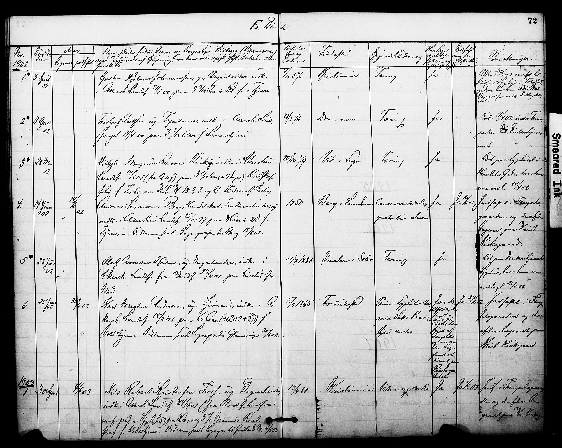 Akershus festnings slaveri Kirkebøker, SAO/A-10841/F/Fa/L0003: Parish register (official) no. 3, 1884-1912, p. 72