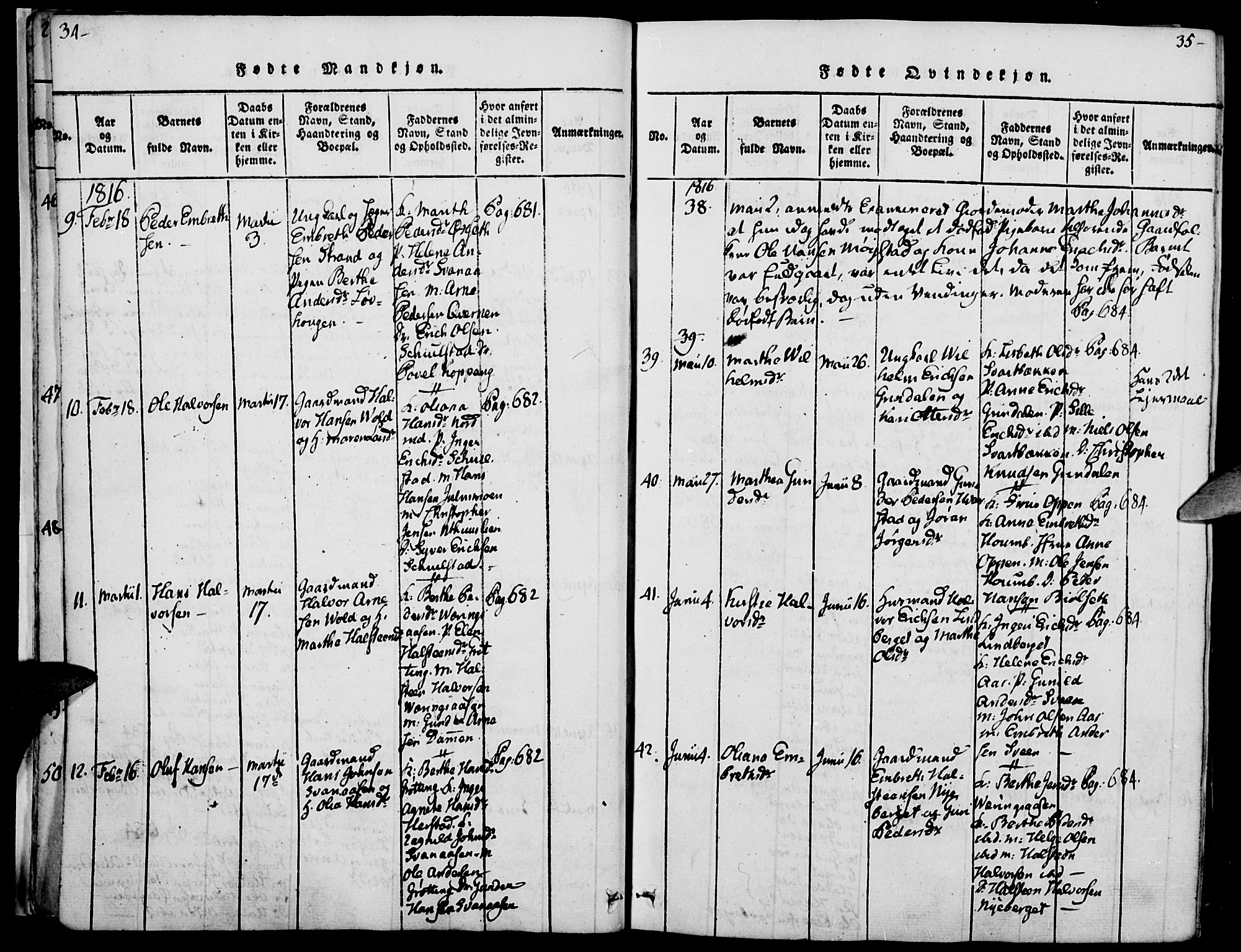 Elverum prestekontor, AV/SAH-PREST-044/H/Ha/Haa/L0007: Parish register (official) no. 7, 1815-1830, p. 34-35