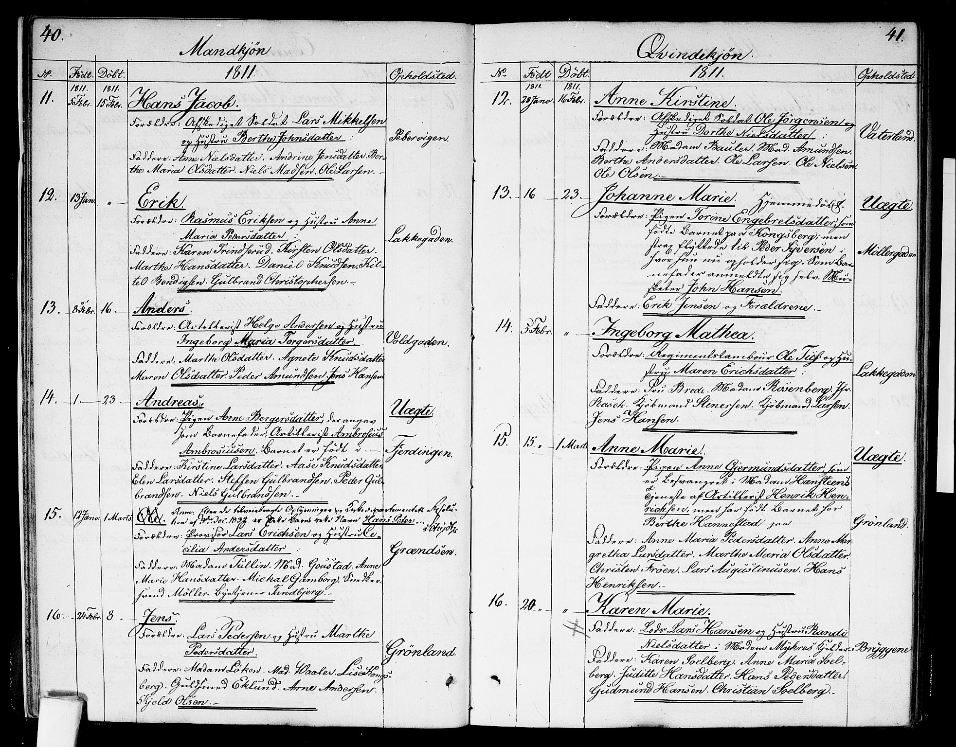 Garnisonsmenigheten Kirkebøker, SAO/A-10846/G/Ga/L0002: Parish register (copy) no. 2, 1810-1814, p. 40-41