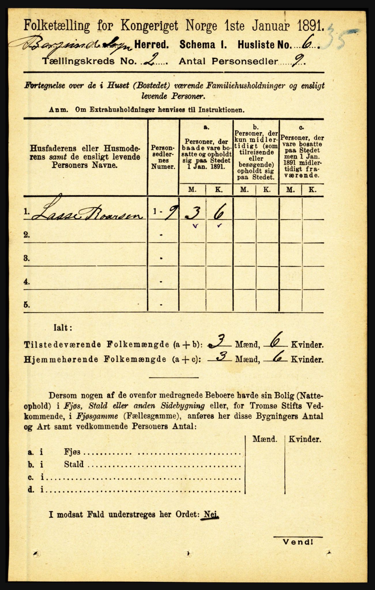 RA, 1891 census for 1423 Borgund, 1891, p. 267