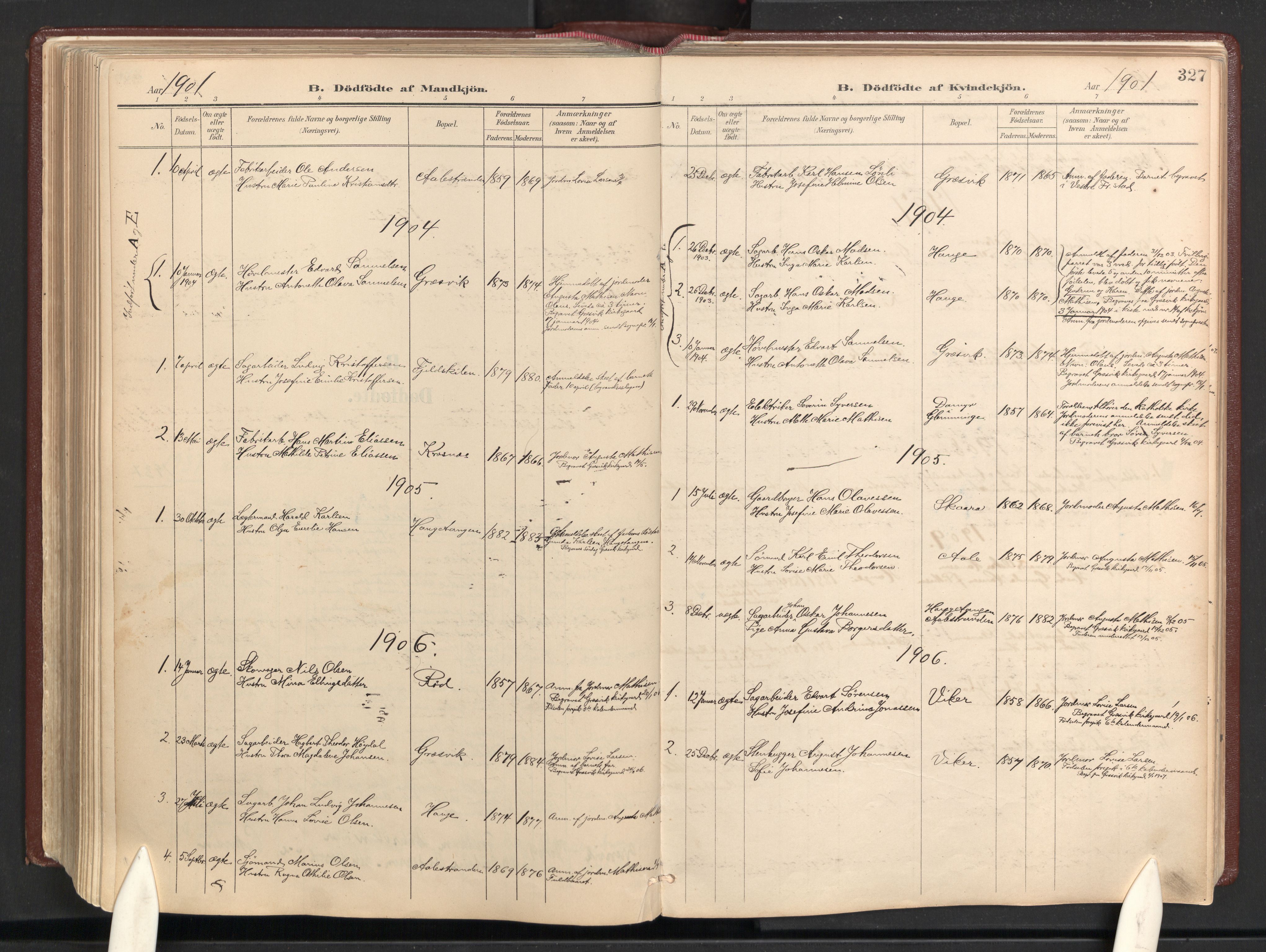 Onsøy prestekontor Kirkebøker, AV/SAO-A-10914/F/Fb/L0001: Parish register (official) no. II 1, 1901-1937, p. 327