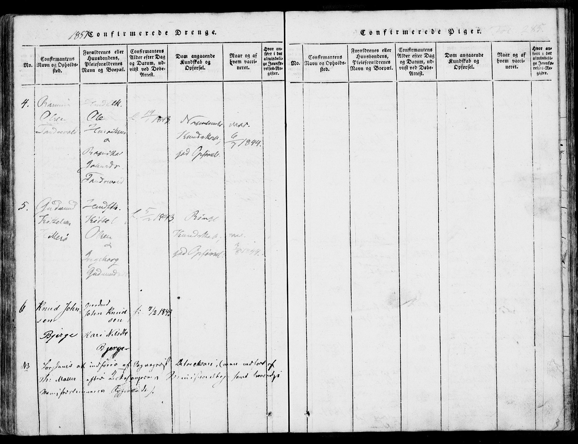 Nedstrand sokneprestkontor, AV/SAST-A-101841/01/IV: Parish register (official) no. A 7, 1816-1870, p. 285