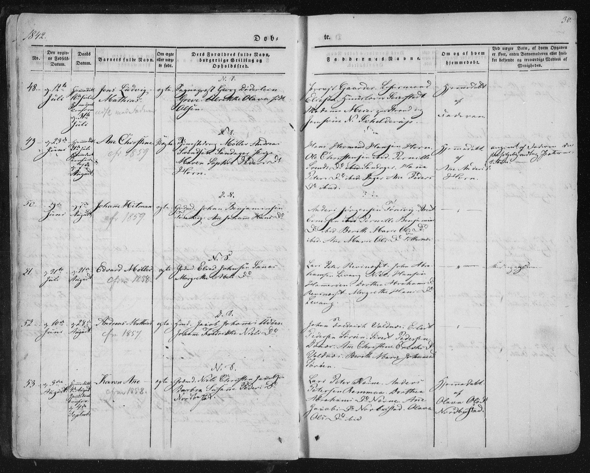 Ministerialprotokoller, klokkerbøker og fødselsregistre - Nordland, AV/SAT-A-1459/838/L0549: Parish register (official) no. 838A07, 1840-1854, p. 30