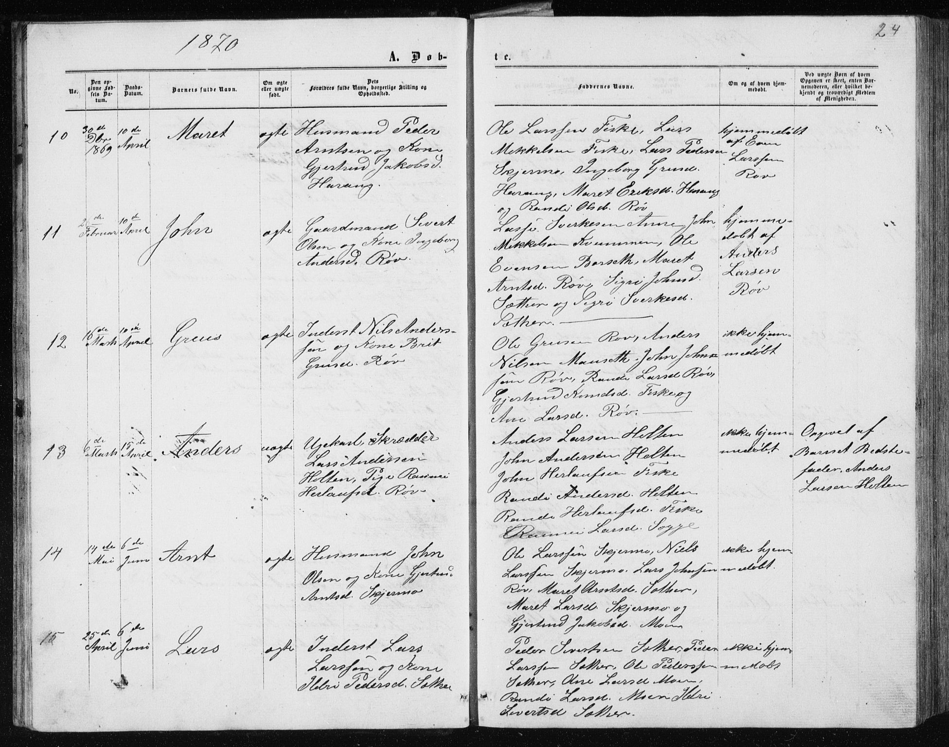 Ministerialprotokoller, klokkerbøker og fødselsregistre - Møre og Romsdal, AV/SAT-A-1454/597/L1064: Parish register (copy) no. 597C01, 1866-1898, p. 24