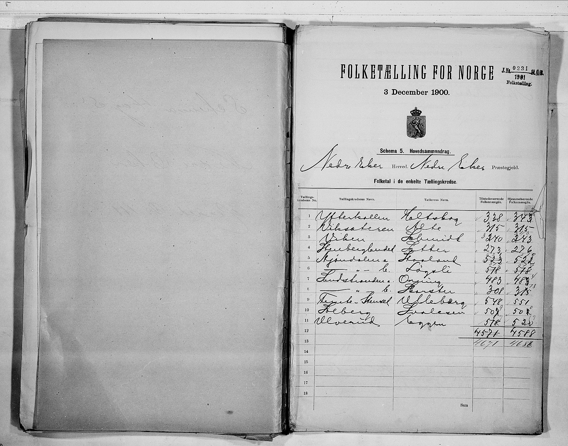RA, 1900 census for Nedre Eiker, 1900, p. 2