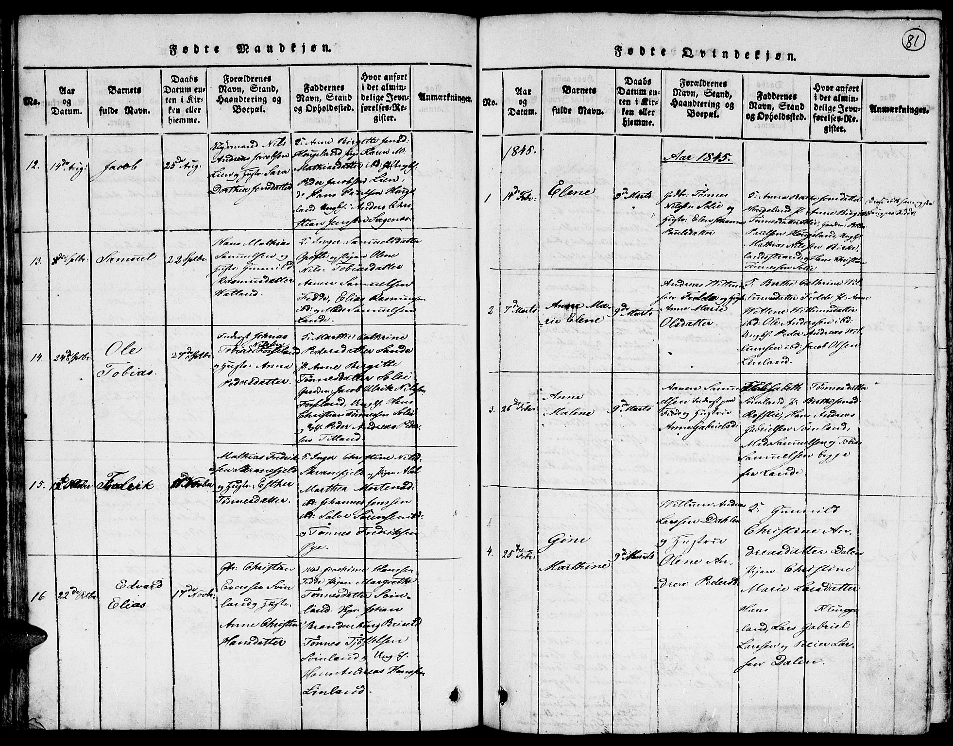 Kvinesdal sokneprestkontor, AV/SAK-1111-0026/F/Fa/Faa/L0001: Parish register (official) no. A 1, 1815-1849, p. 81