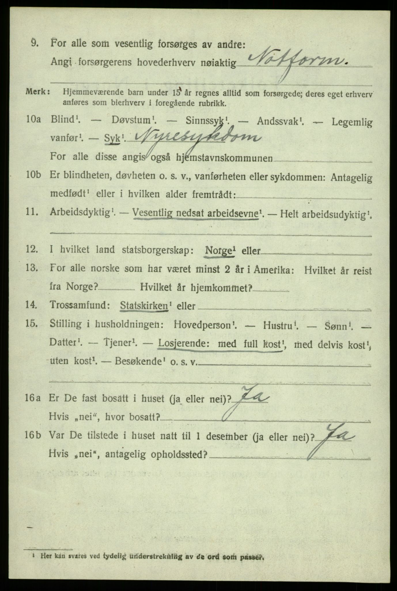 SAB, 1920 census for Fjell, 1920, p. 4091